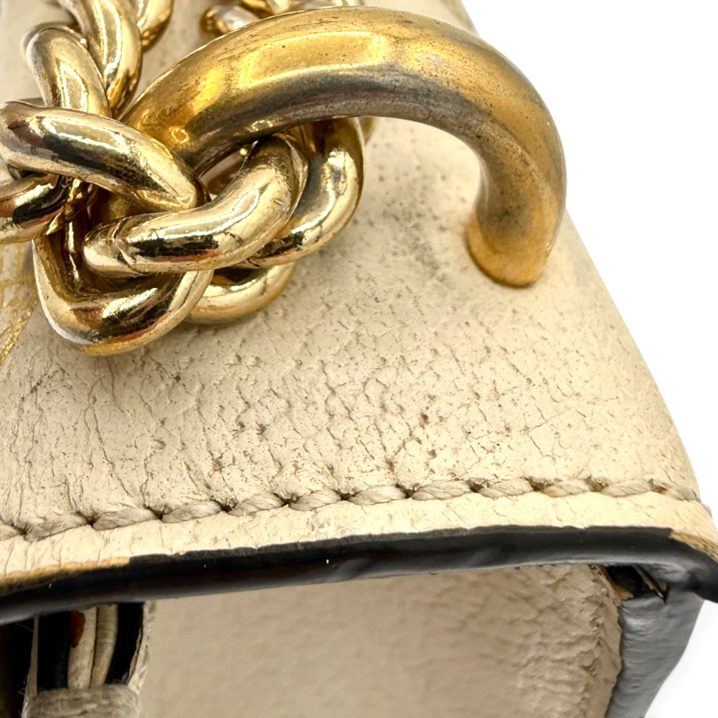 Gucci Bee Star Padlock Leather Chain Shoulder Bag Ivory Gold