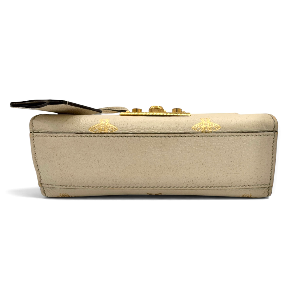 Gucci Bee Star Padlock Leather Chain Shoulder Bag Ivory Gold