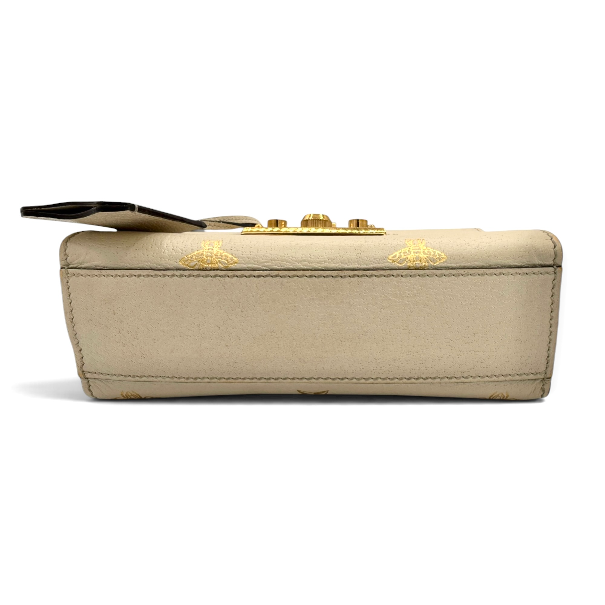 Gucci Bee Star Padlock Leather Chain Shoulder Bag Ivory Gold
