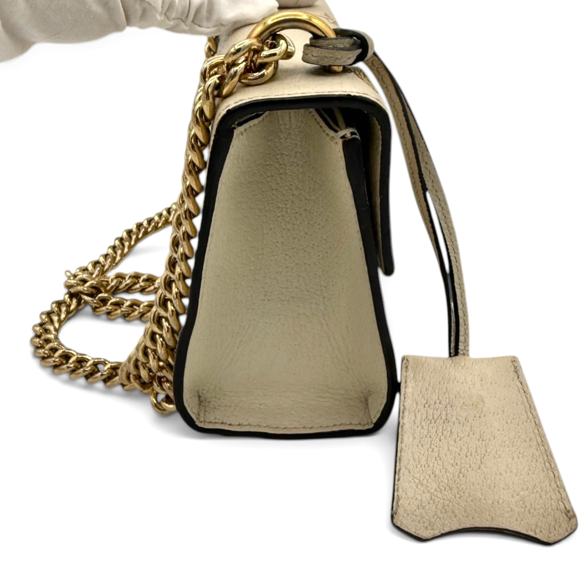 Gucci Bee Star Padlock Leather Chain Shoulder Bag Ivory Gold
