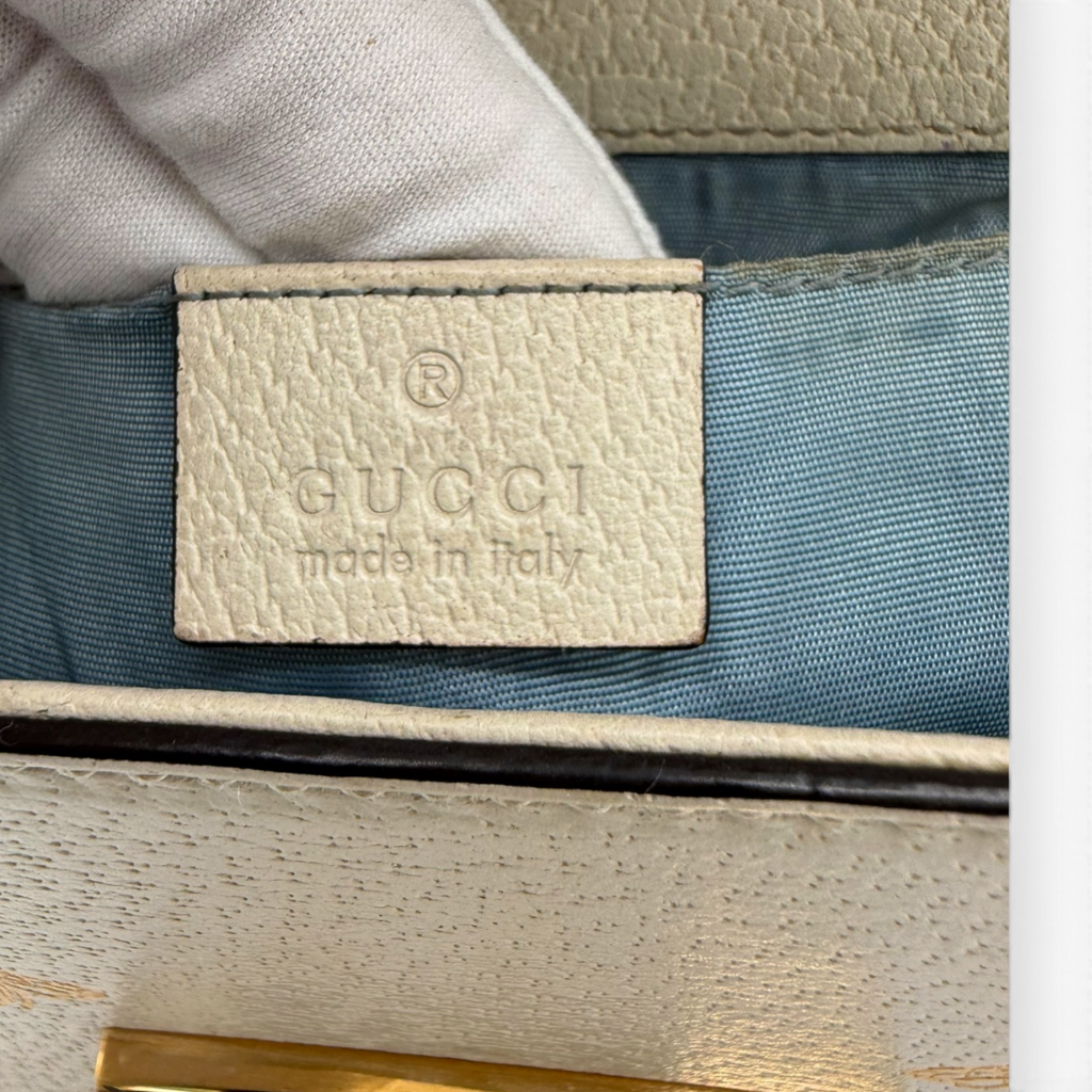 Gucci Bee Star Padlock Leather Chain Shoulder Bag Ivory Gold