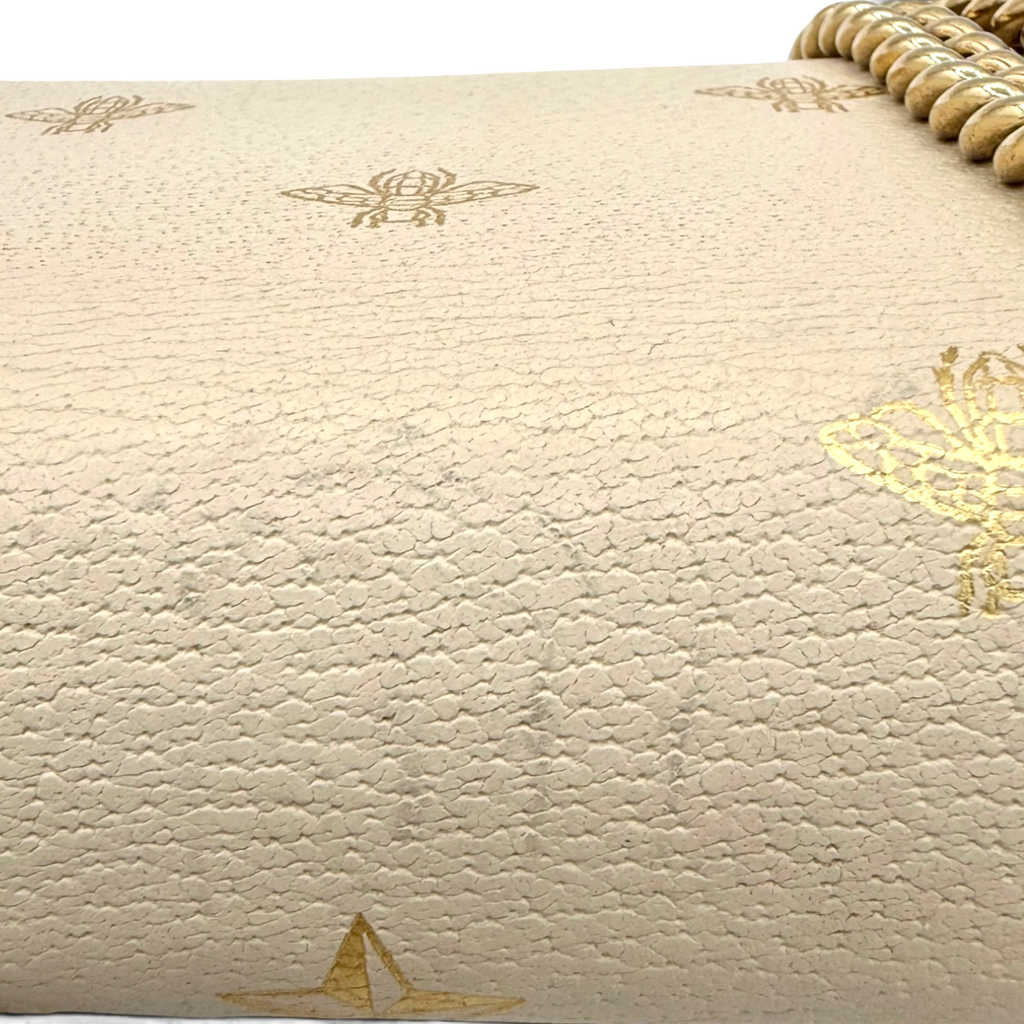 Gucci Bee Star Padlock Leather Chain Shoulder Bag Ivory Gold