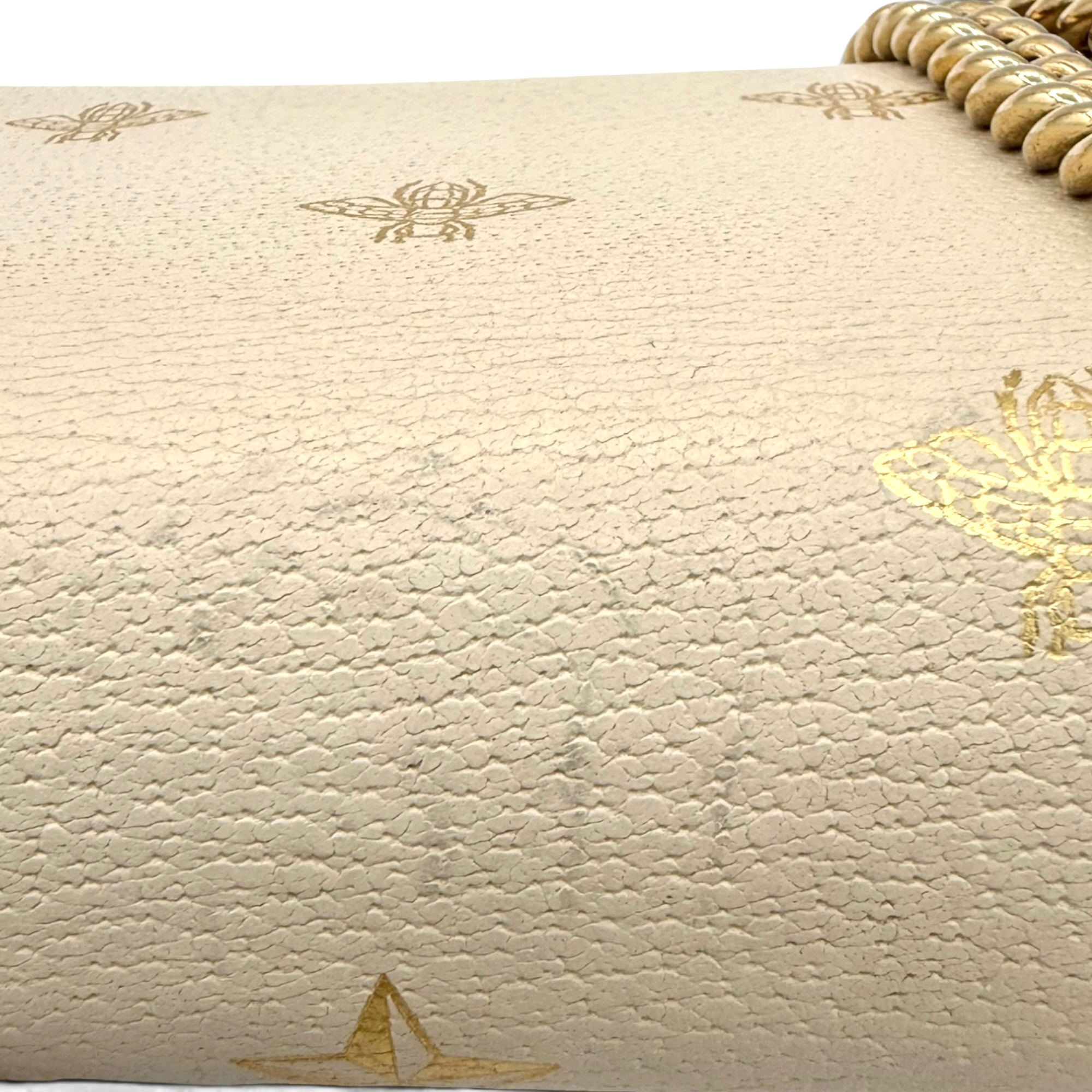 Gucci Bee Star Padlock Leather Chain Shoulder Bag Ivory Gold