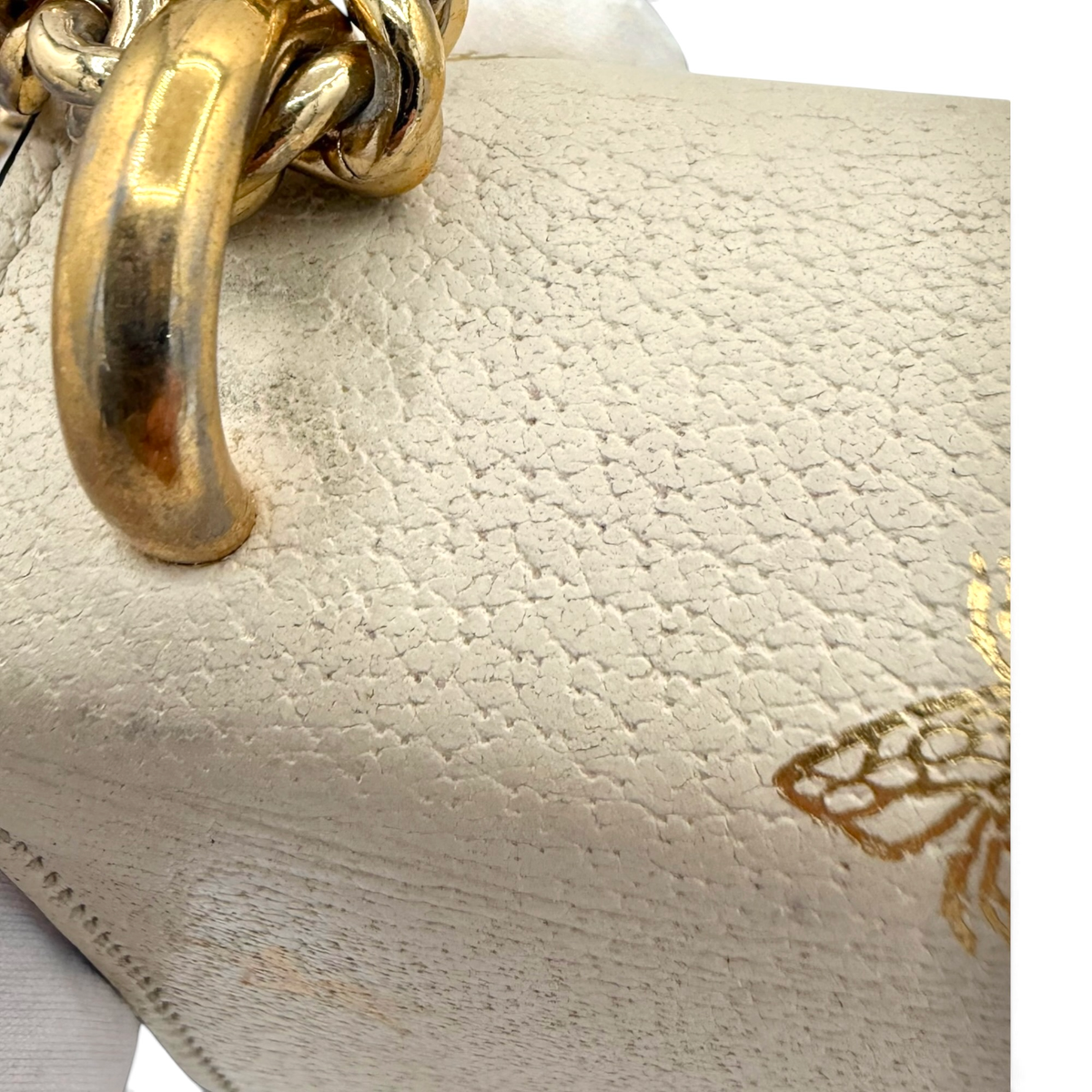 Gucci Bee Star Padlock Leather Chain Shoulder Bag Ivory Gold