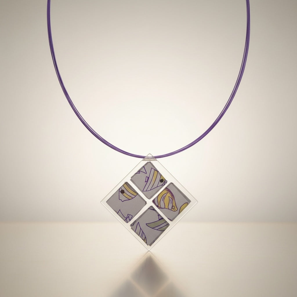 Hermès Bijouterie Fantaisie White/Purple Fish Necklace on Cords