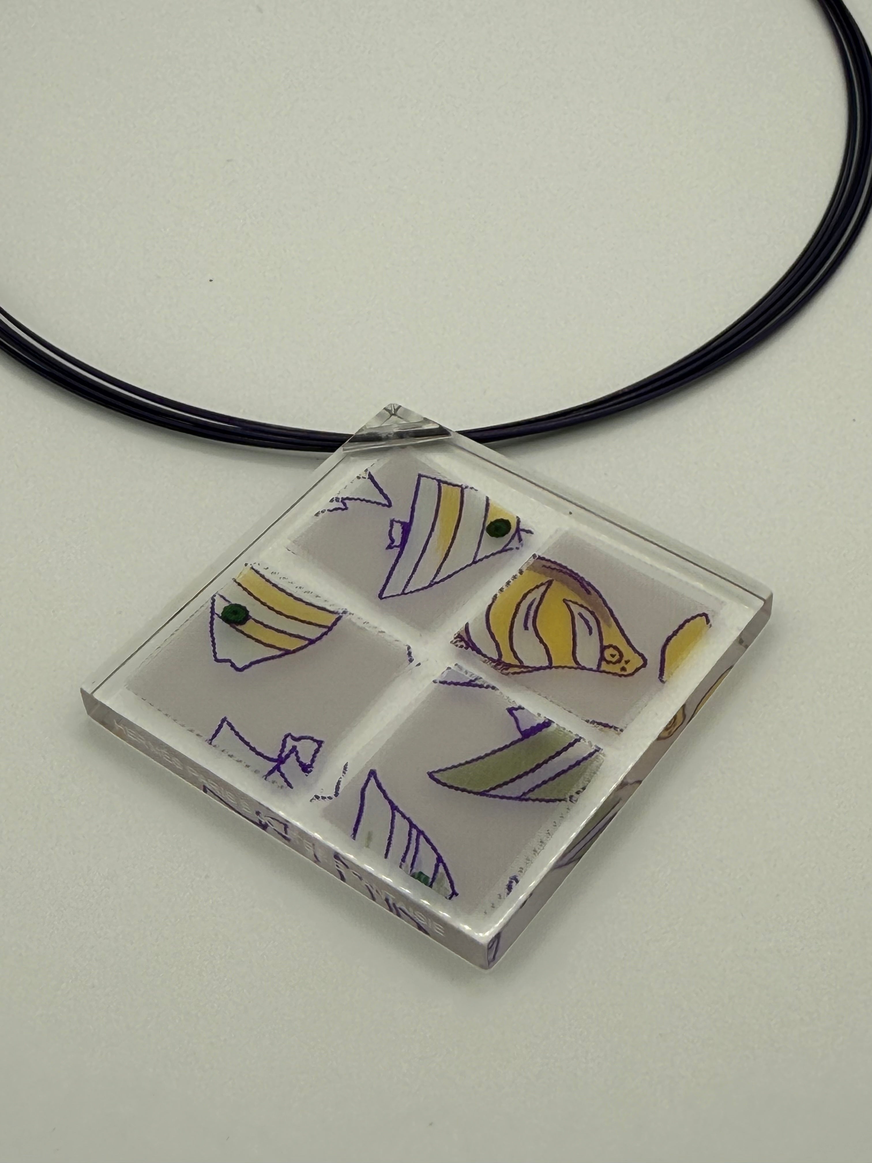 Hermès Bijouterie Fantaisie White/Purple Fish Necklace on Cords