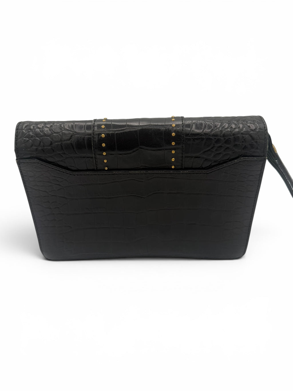Vintage Gianni Versace Black Croc Embossed Leather Wristlet Clutch