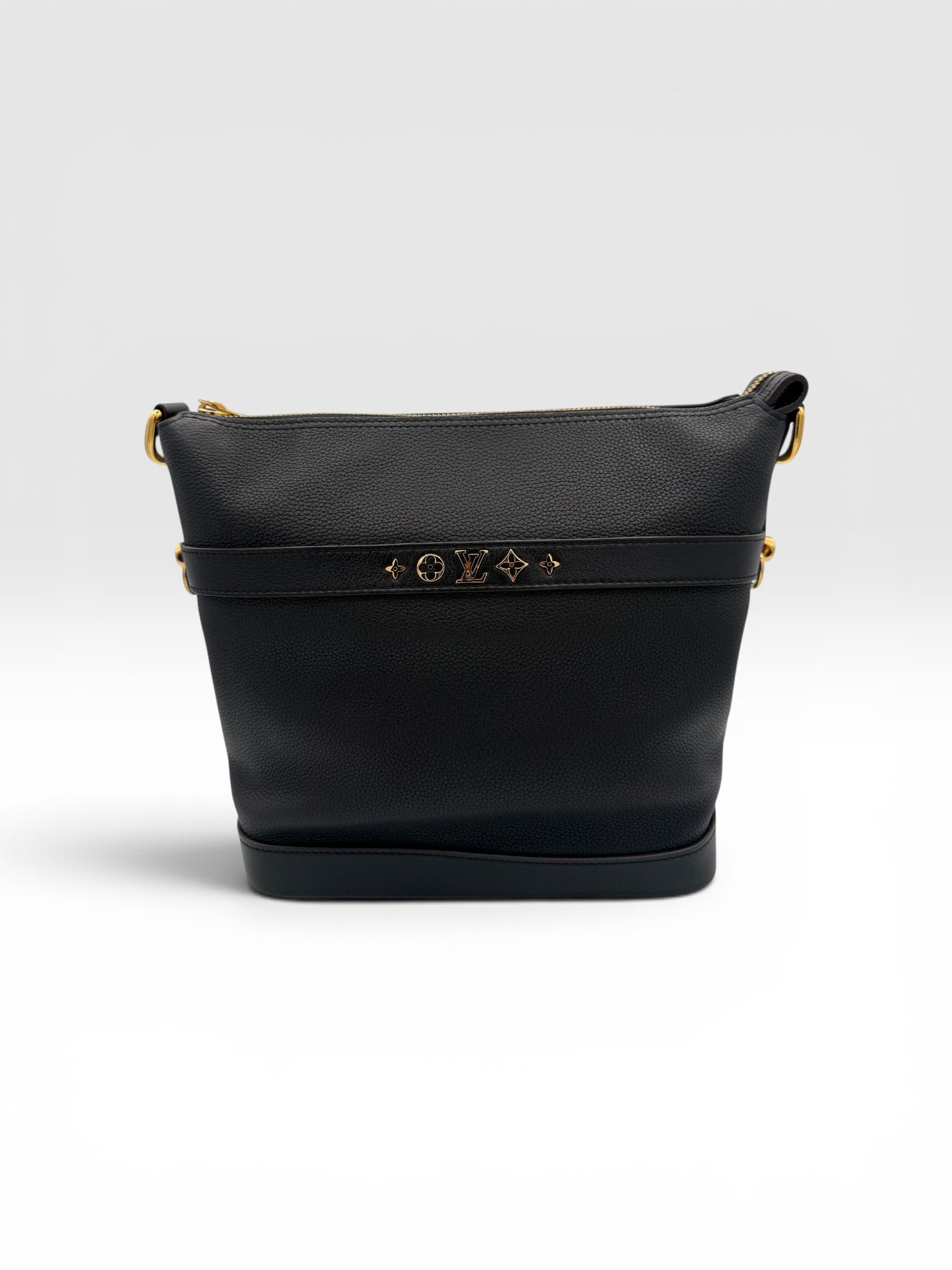Louis Vuitton Black Grained Calfskin Cruiser PM Bag w/ Two Straps