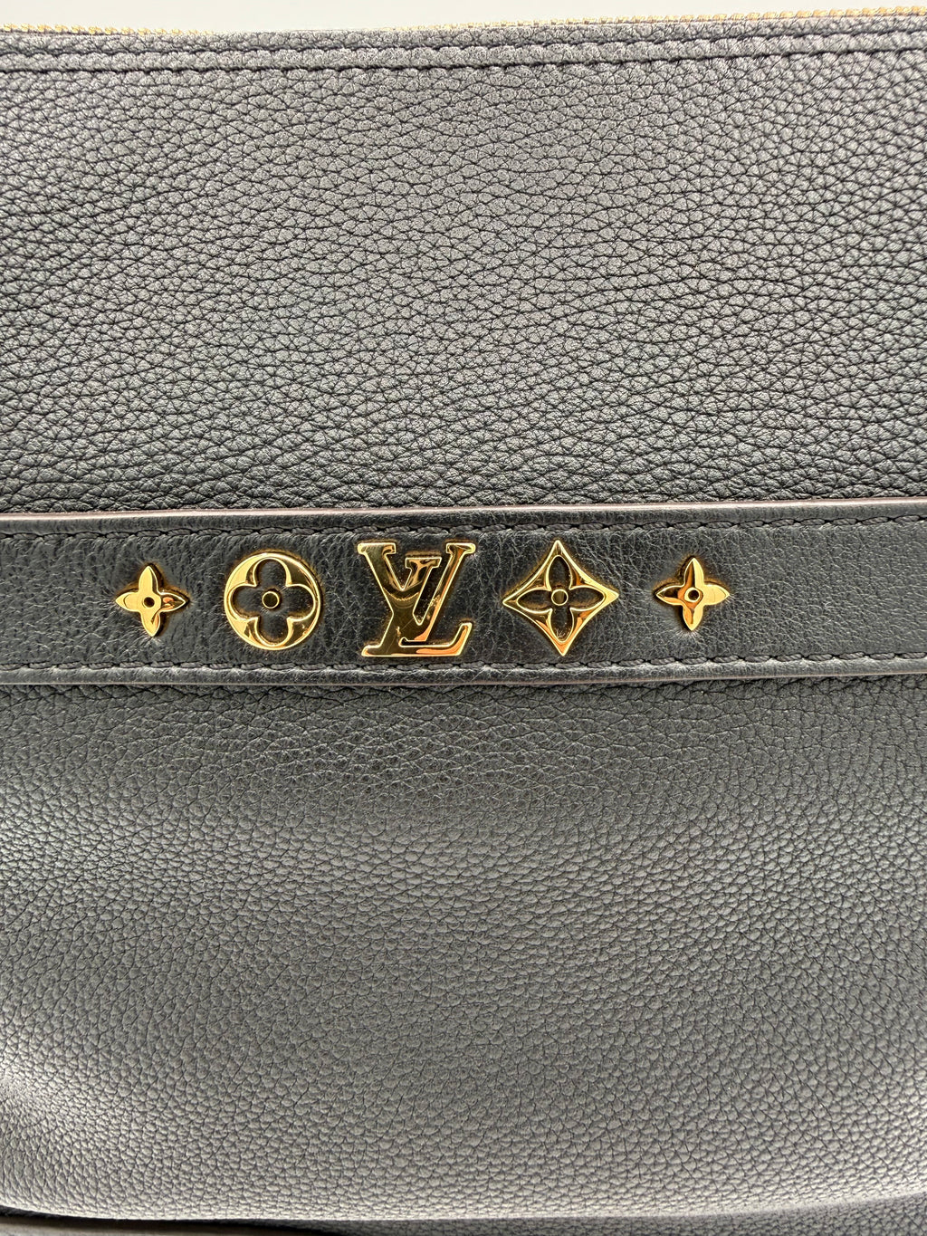 Louis Vuitton Black Grained Calfskin Cruiser PM Bag w/ Two Straps