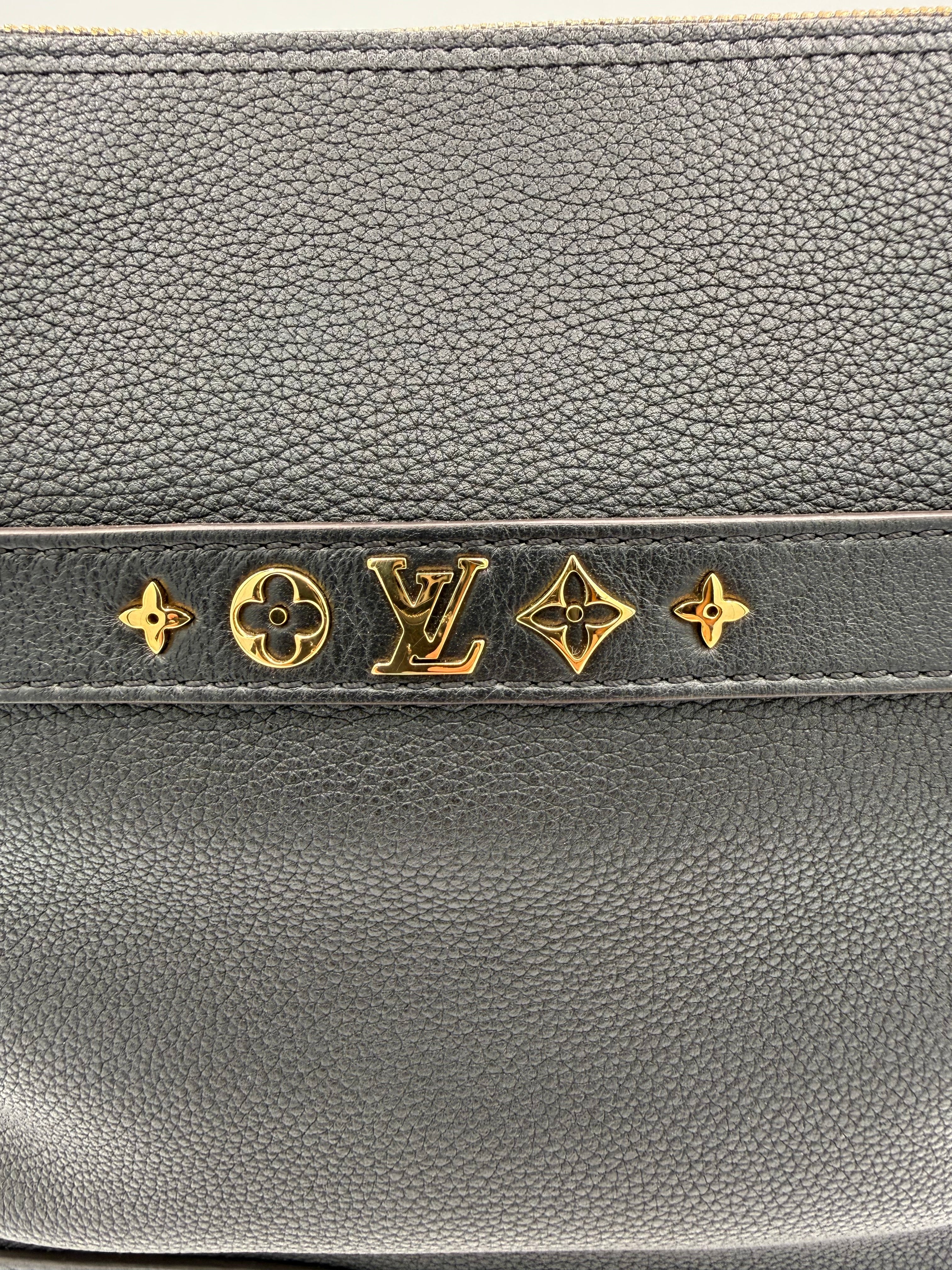 Louis Vuitton Black Grained Calfskin Cruiser PM Bag w/ Two Straps