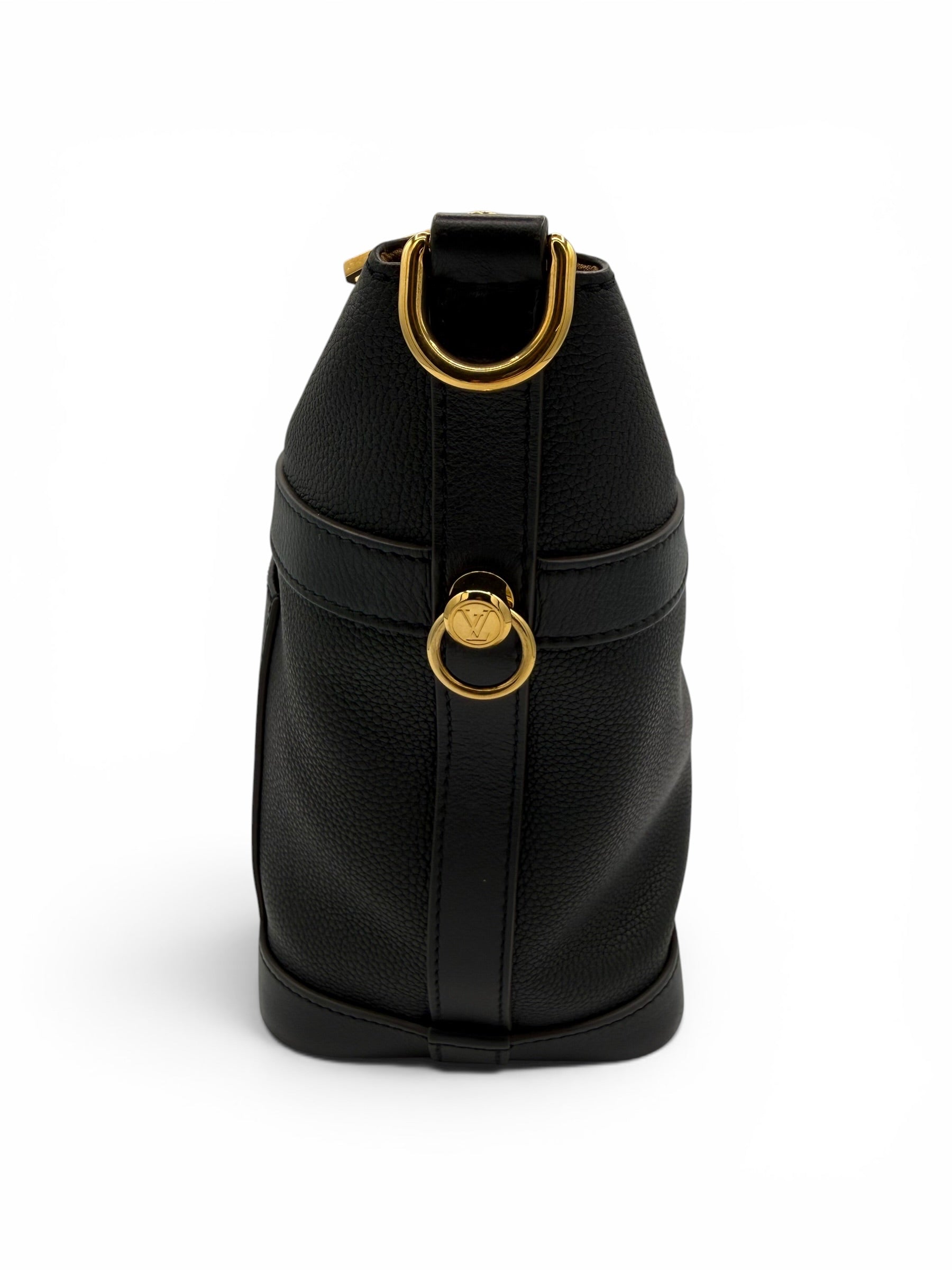 Louis Vuitton Black Grained Calfskin Cruiser PM Bag w/ Two Straps