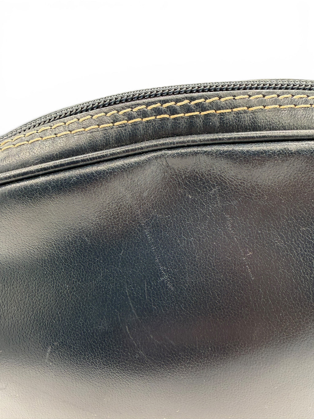 YSL Navy Leather Shoulder Bag Vintage Y Cutout Navy/Black