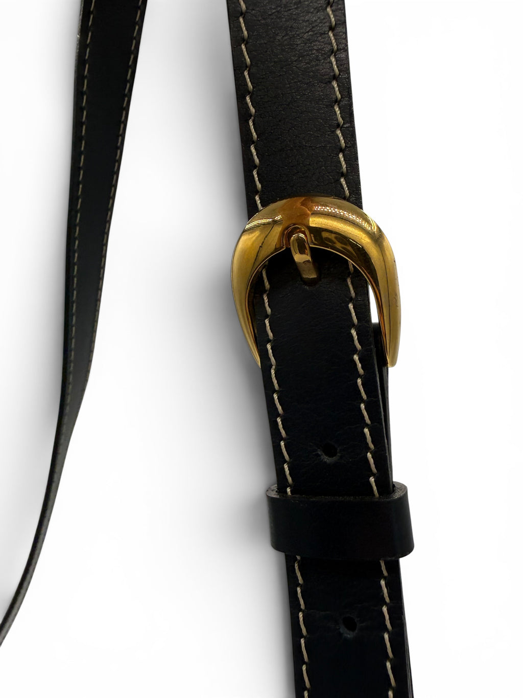 YSL Navy Leather Shoulder Bag Vintage Y Cutout Navy/Black