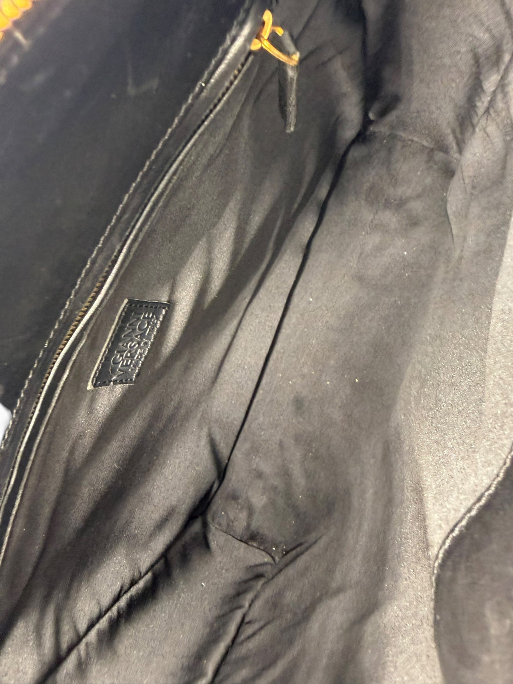 Gianni Versace Black Medusa Leather Shoulder Bag - Vintage