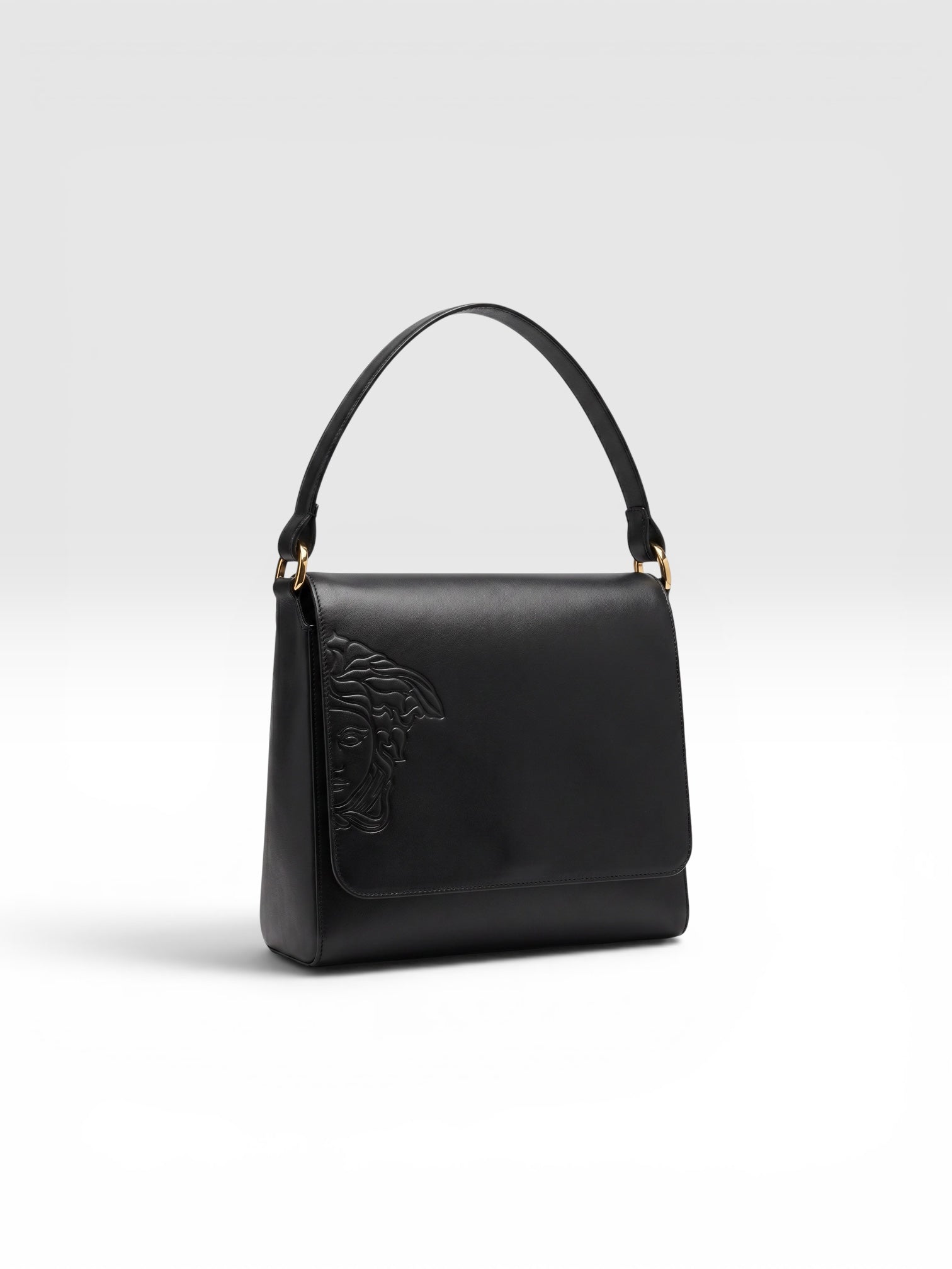 Gianni Versace Black Medusa Leather Shoulder Bag - Vintage