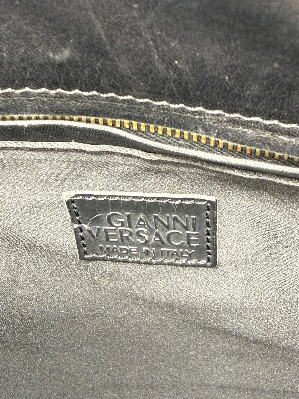 Gianni Versace Black Medusa Leather Shoulder Bag - Vintage