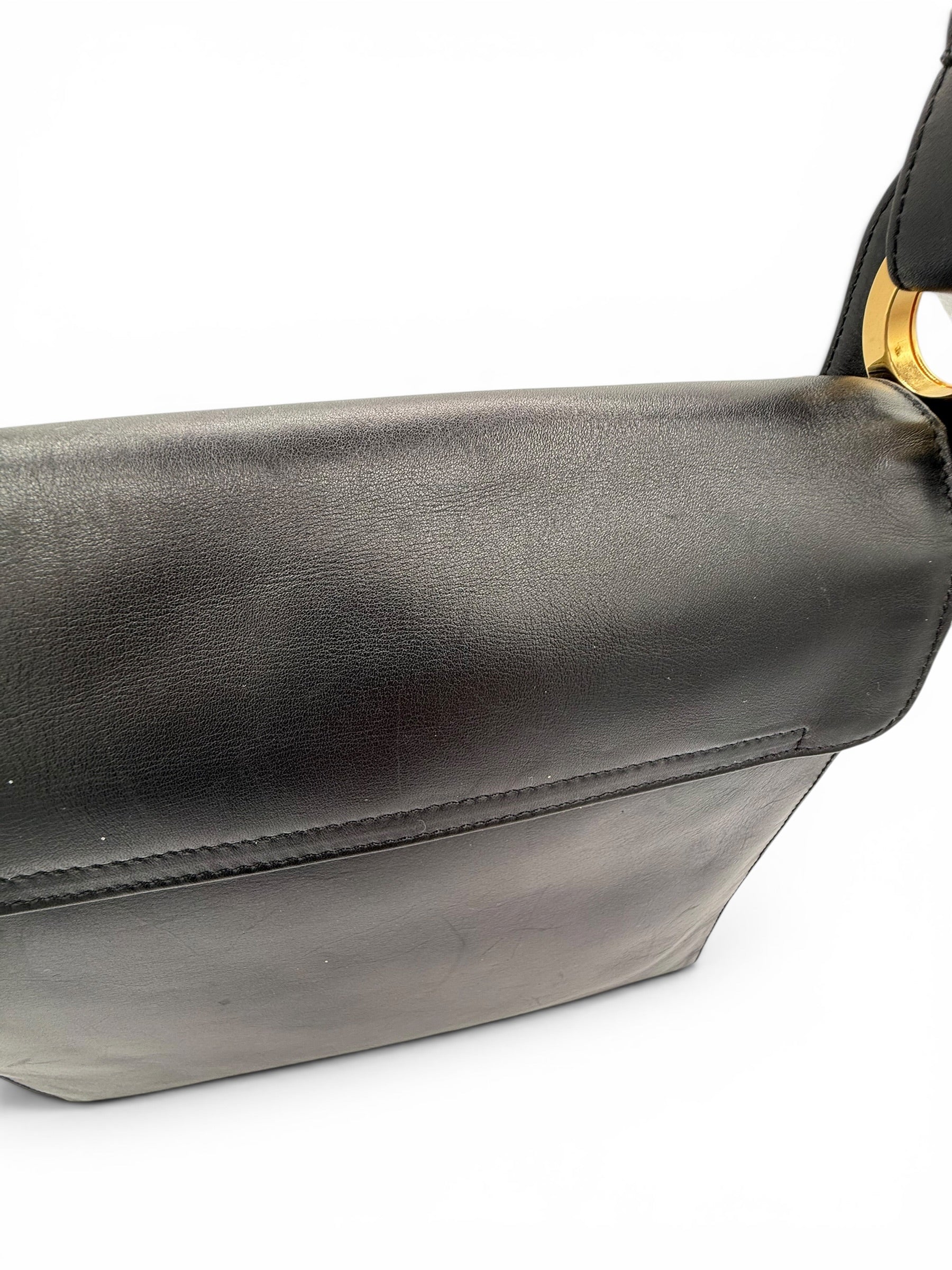 Gianni Versace Black Medusa Leather Shoulder Bag - Vintage