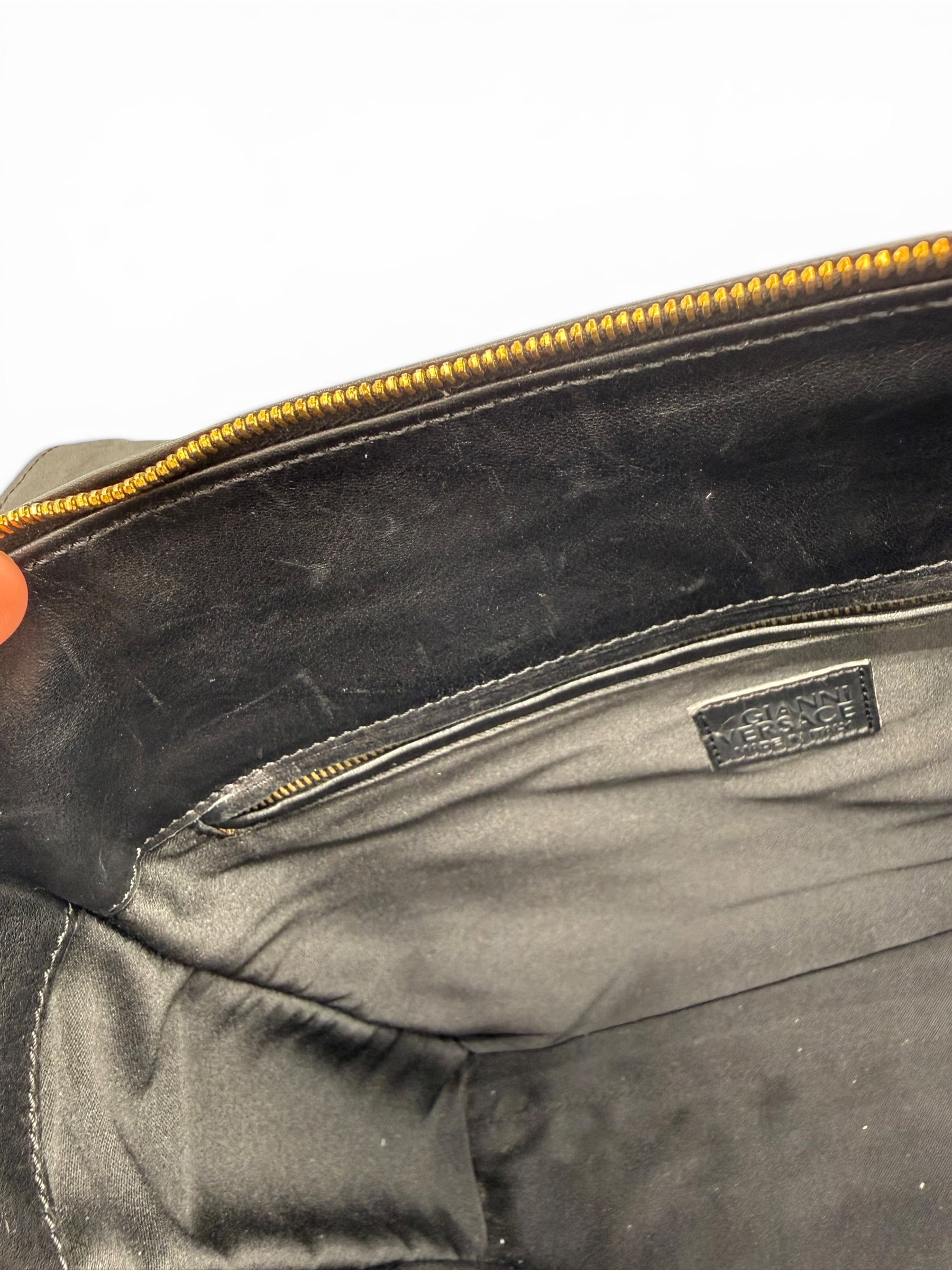 Gianni Versace Black Medusa Leather Shoulder Bag - Vintage