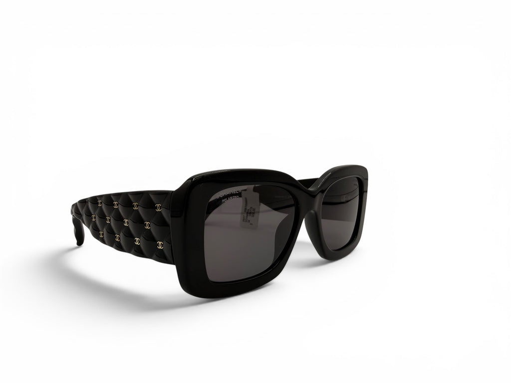 Chanel 5483-A Black Polarized Quilted CC Oversized Sunglasses