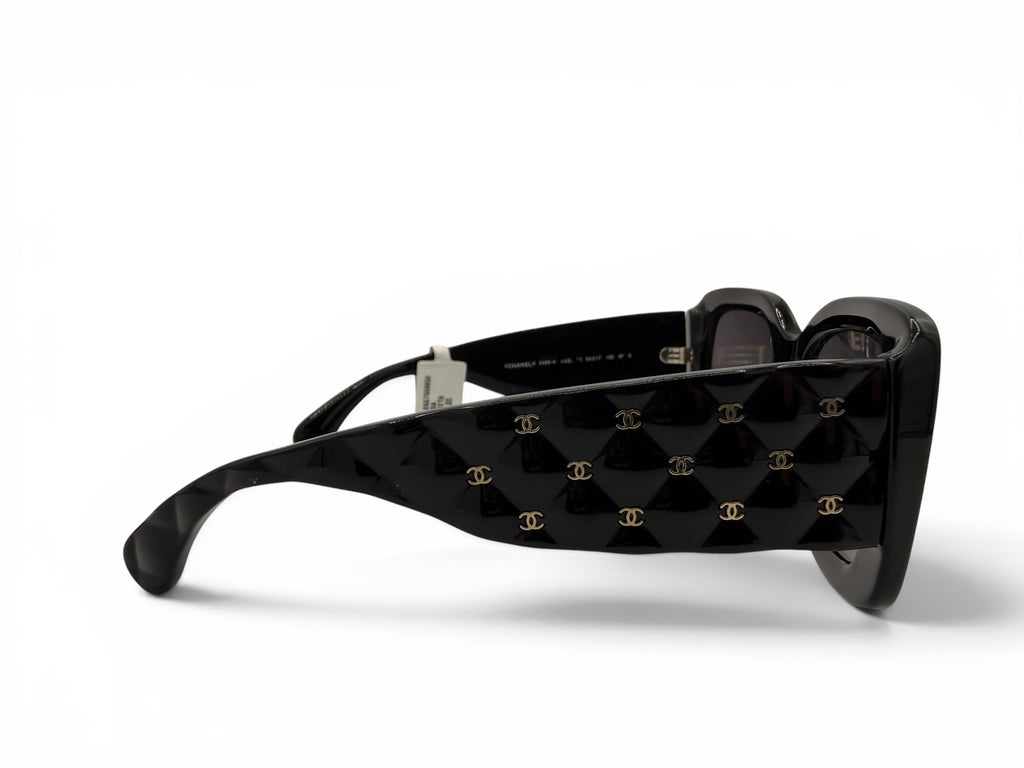 Chanel 5483-A Black Polarized Quilted CC Oversized Sunglasses