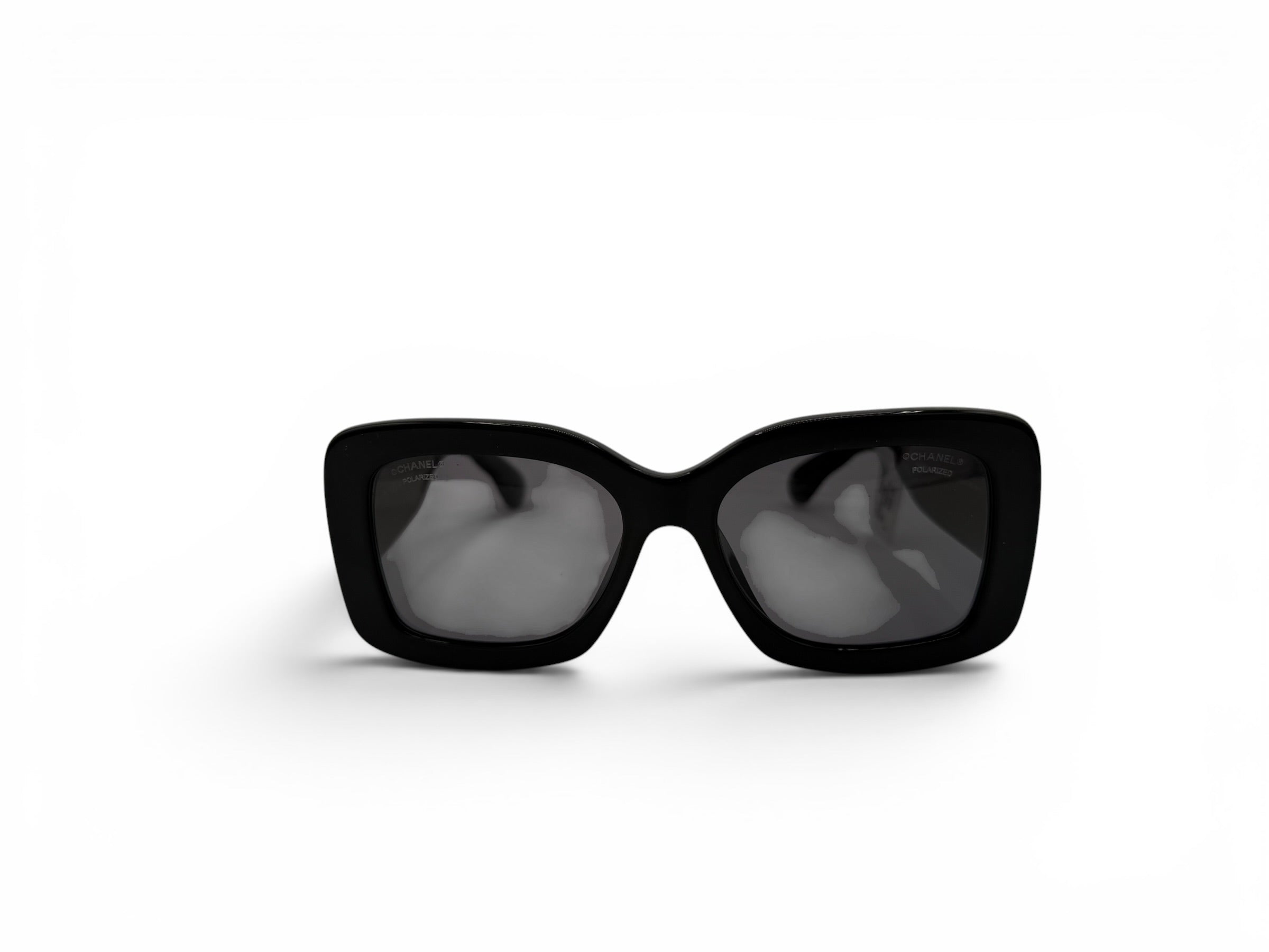 Chanel 5483-A Black Polarized Quilted CC Oversized Sunglasses