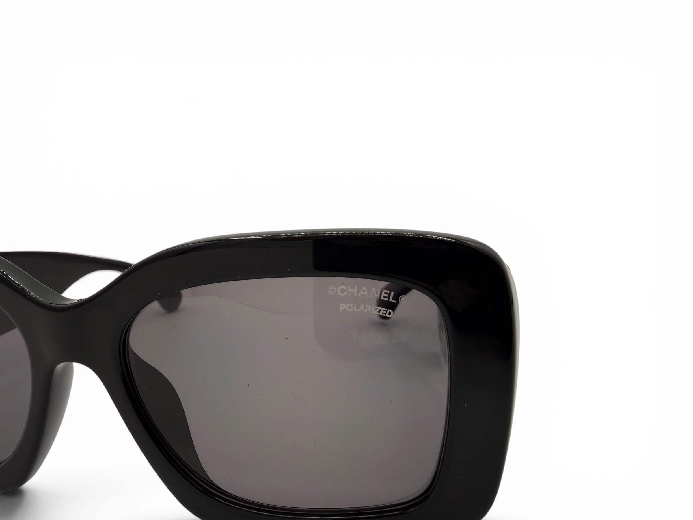 Chanel 5483-A Black Polarized Quilted CC Oversized Sunglasses