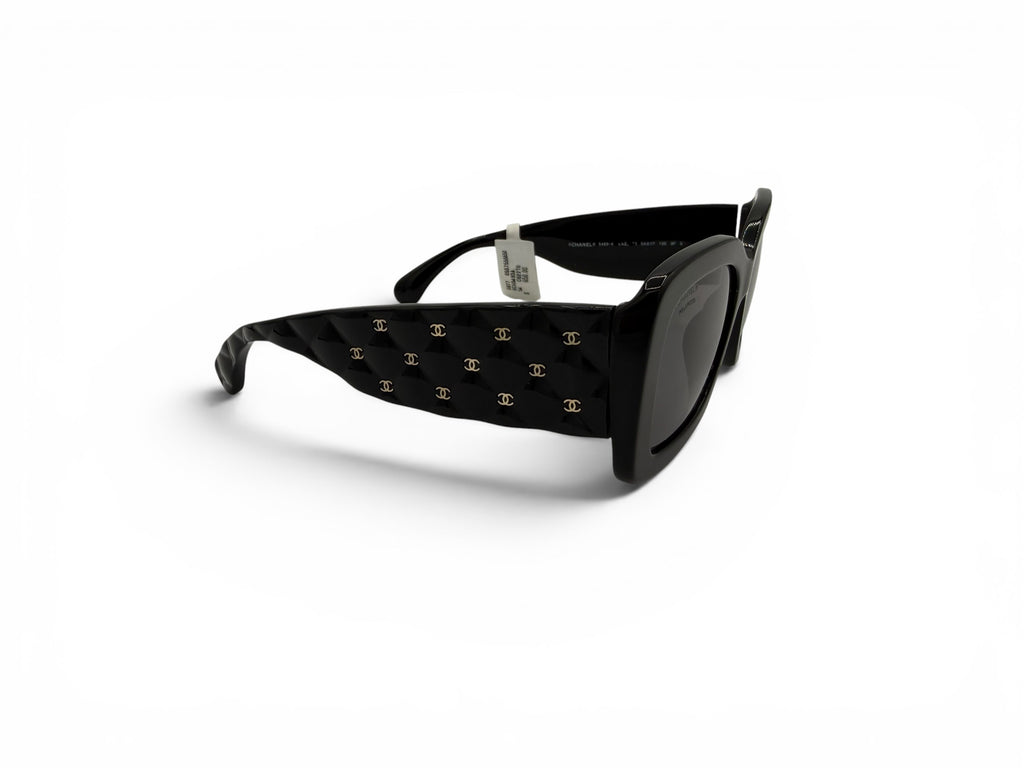 Chanel 5483-A Black Polarized Quilted CC Oversized Sunglasses