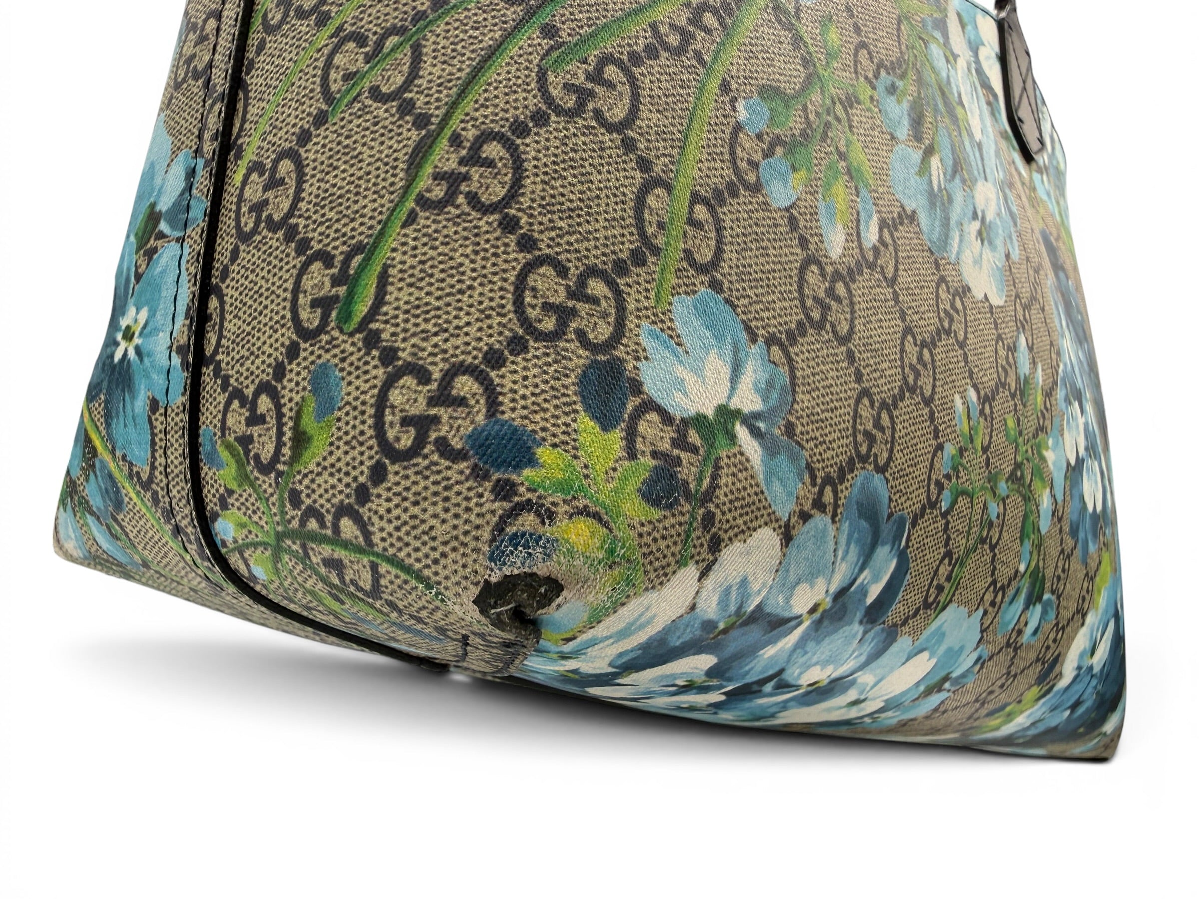 Gucci GG Blooms Reversible Supreme Canvas Large Tote Blue Floral w/ COA & Dust Bag