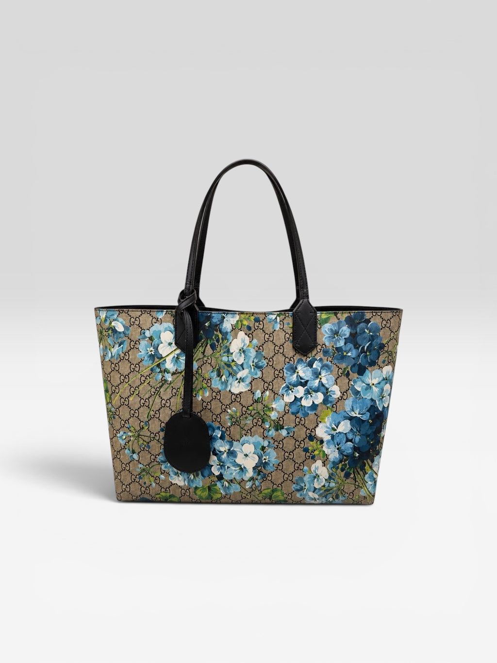 Gucci GG Blooms Reversible Supreme Canvas Large Tote Blue Floral w/ COA & Dust Bag