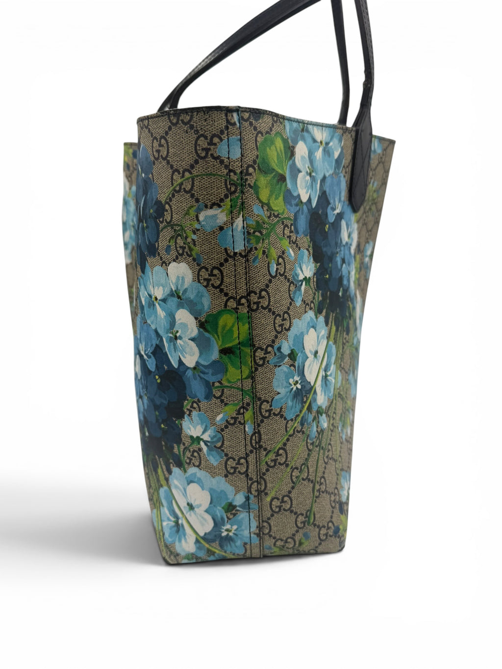 Gucci GG Blooms Reversible Supreme Canvas Large Tote Blue Floral w/ COA & Dust Bag
