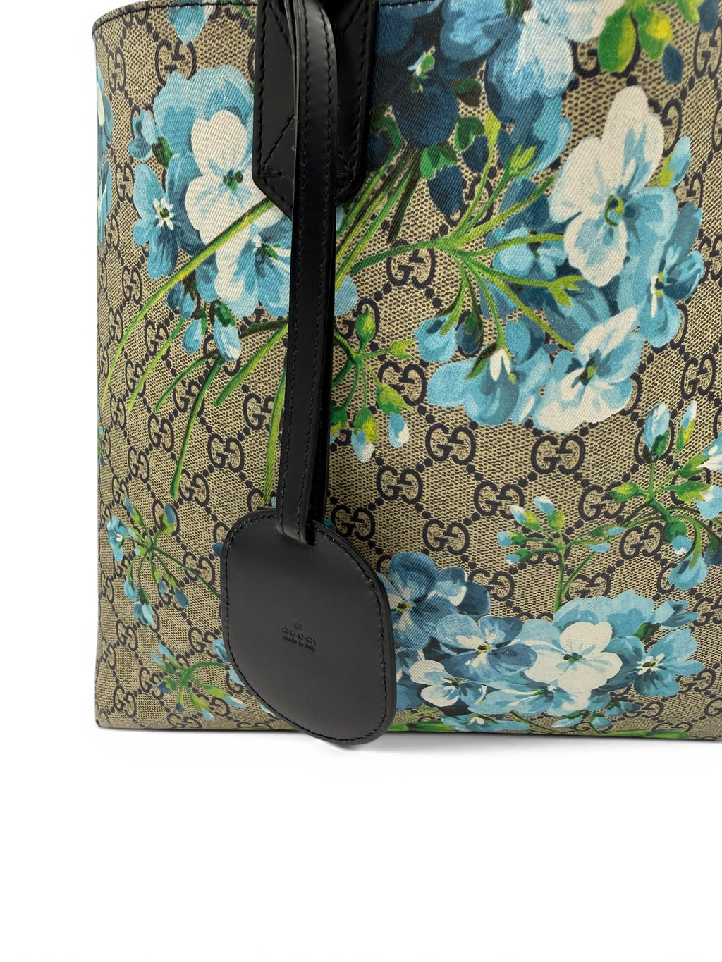 Gucci GG Blooms Reversible Supreme Canvas Large Tote Blue Floral w/ COA & Dust Bag