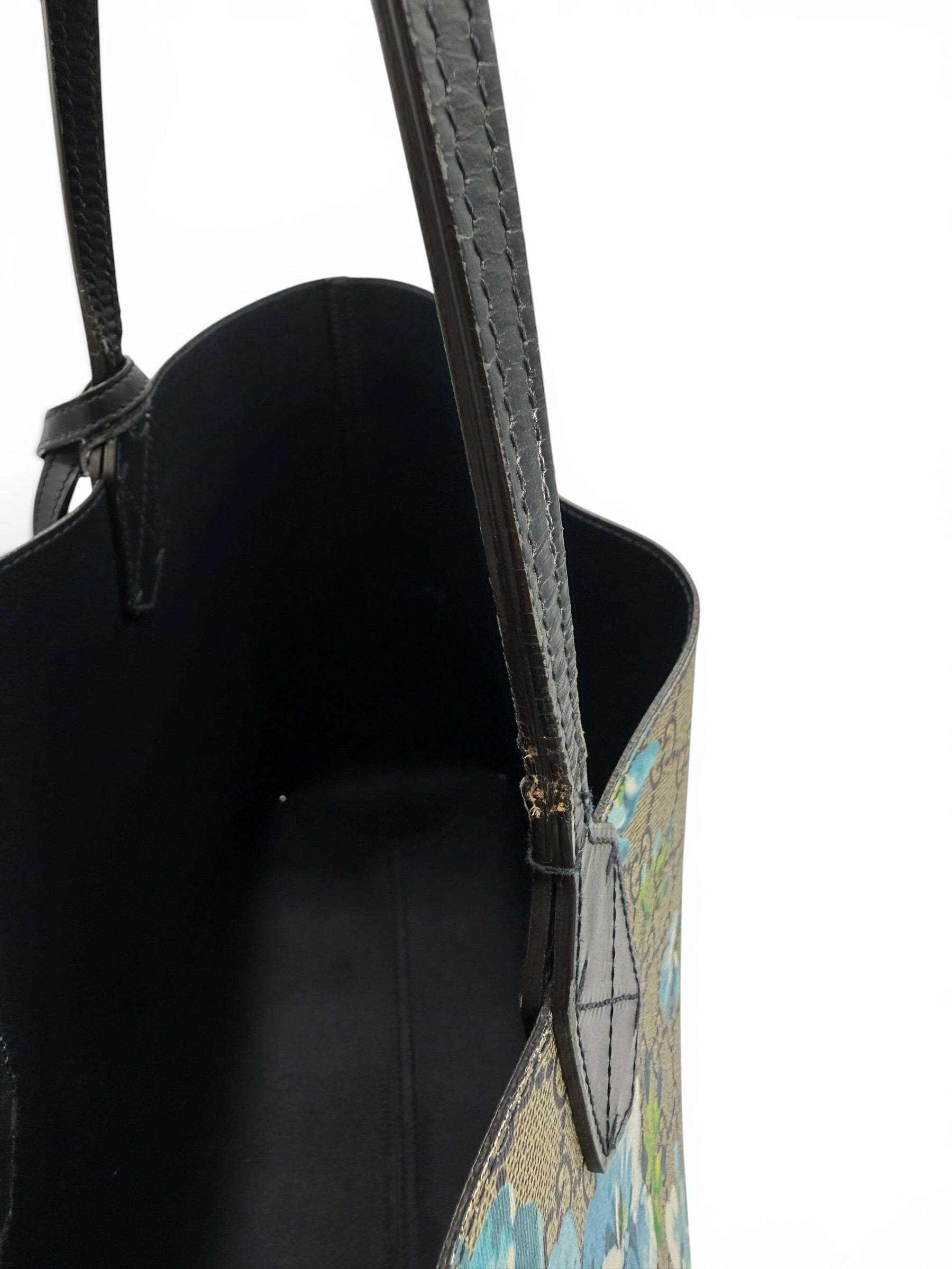 Gucci GG Blooms Reversible Supreme Canvas Large Tote Blue Floral w/ COA & Dust Bag