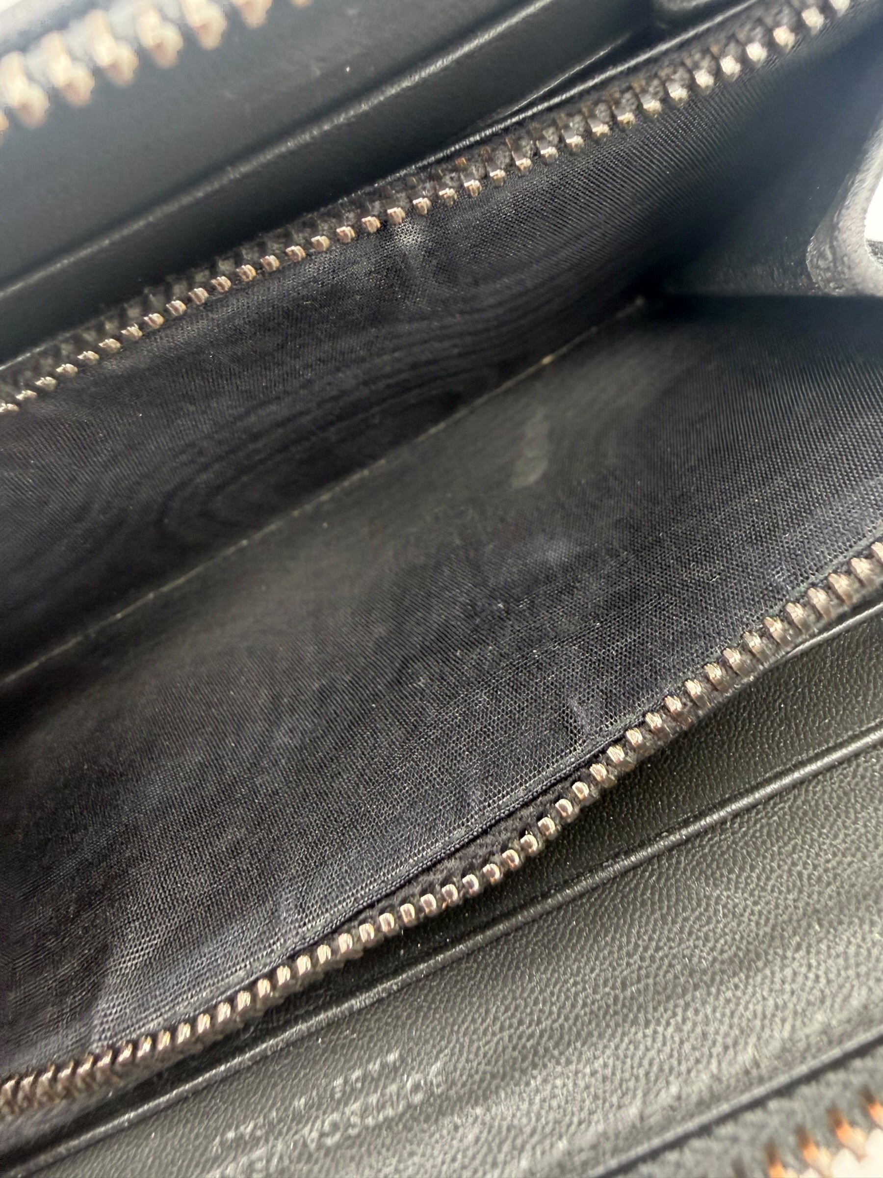 Bottega Veneta Black Leather Floral Appliqué Zip Wallet