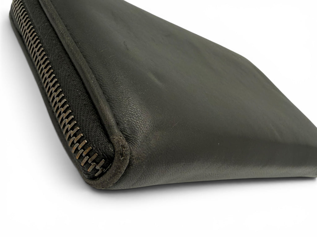 Bottega Veneta Black Leather Floral Appliqué Zip Wallet