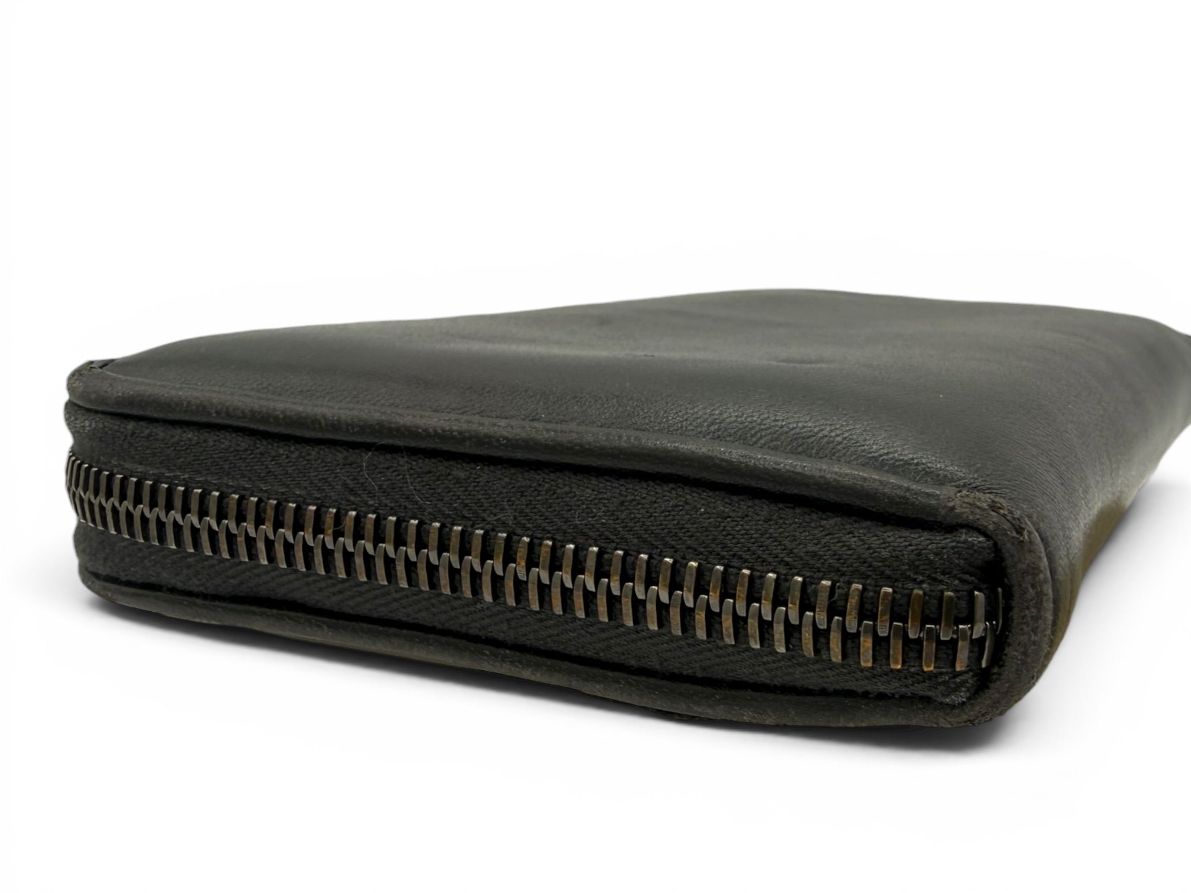 Bottega Veneta Black Leather Floral Appliqué Zip Wallet