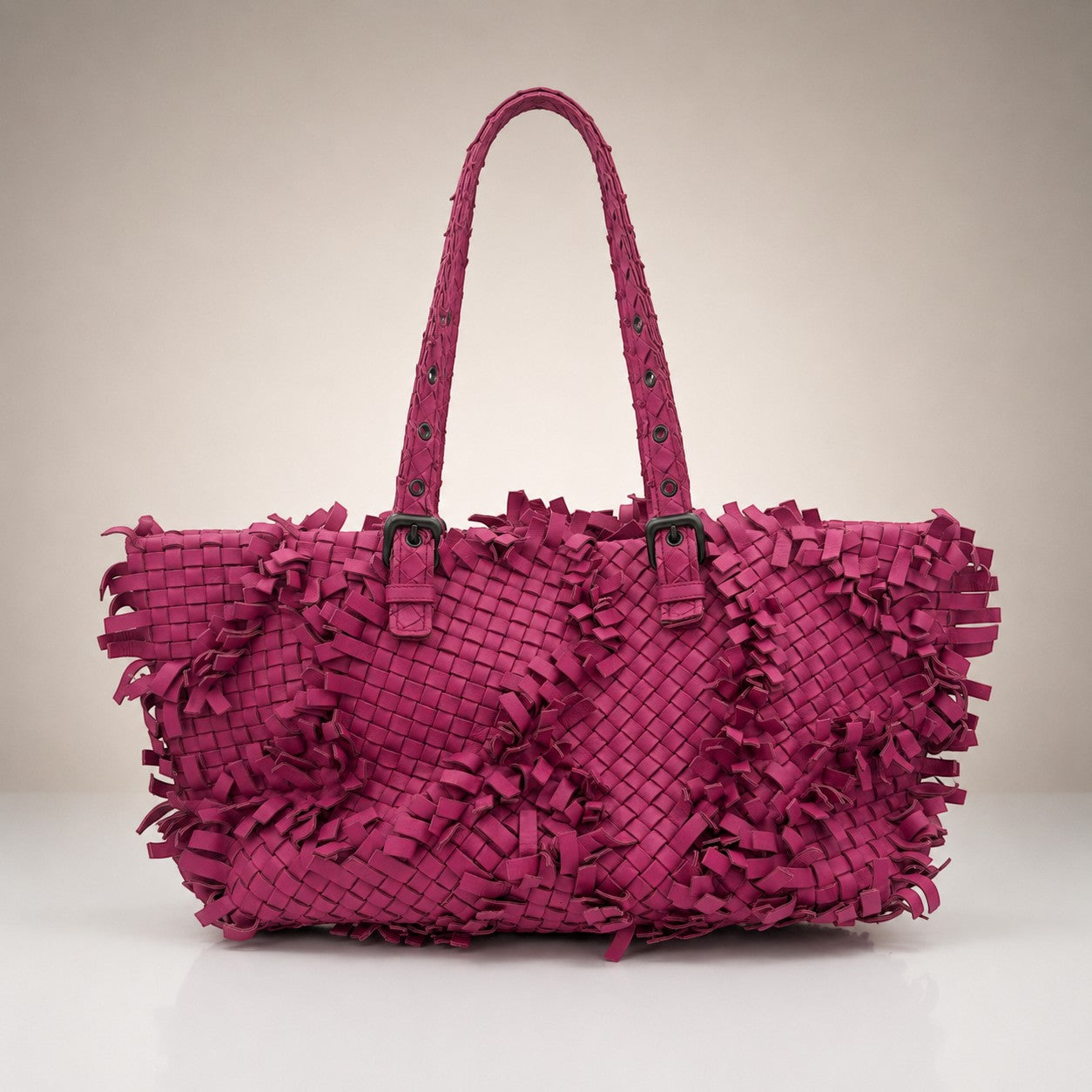 Bottega Veneta Lido Patchwork Intrecciato Tote Fringe Intrecciato Nappa Large