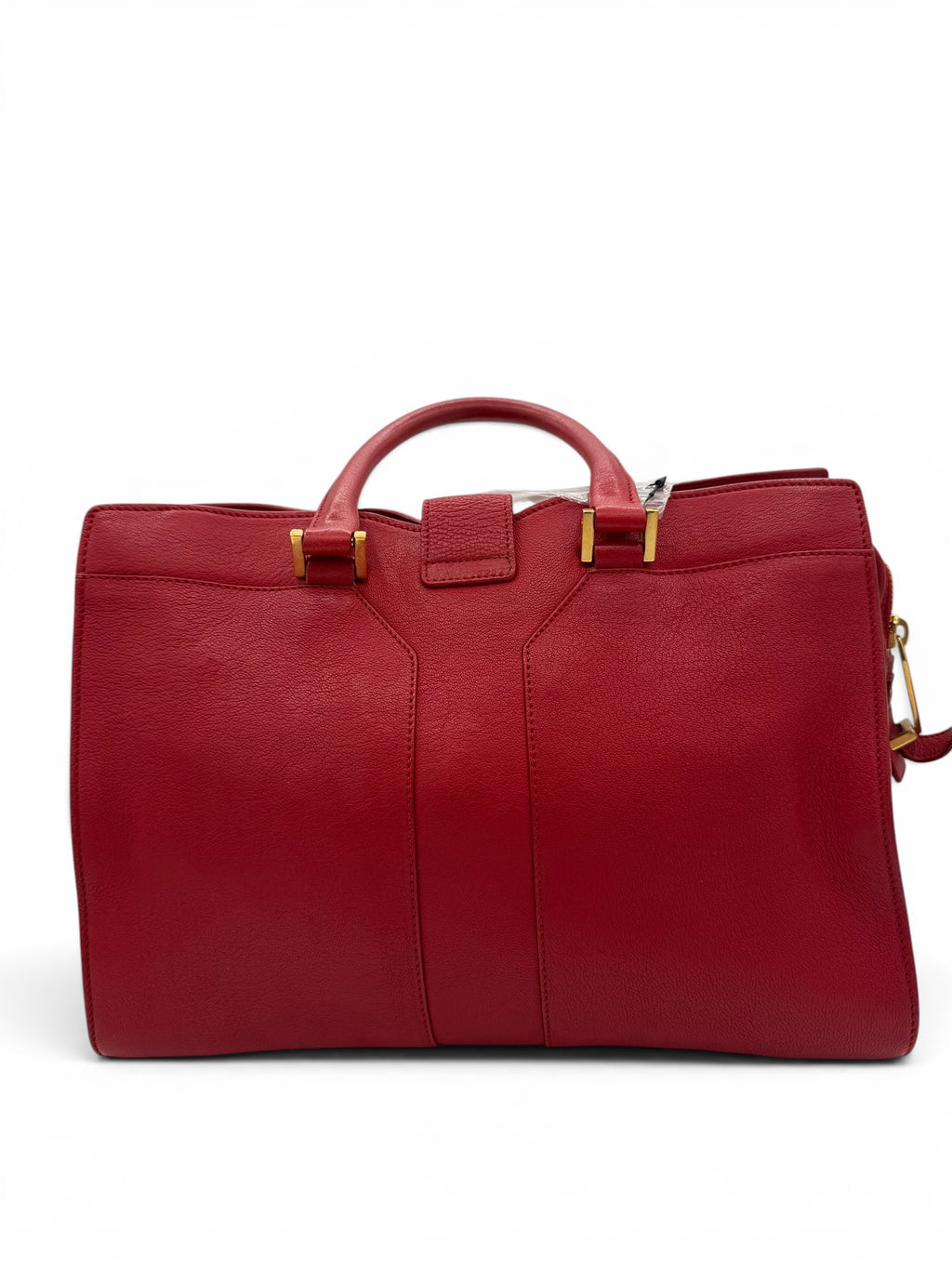 Saint Laurent Cabas ChYc Red Leather Tote w/ Gold Hardware & COA