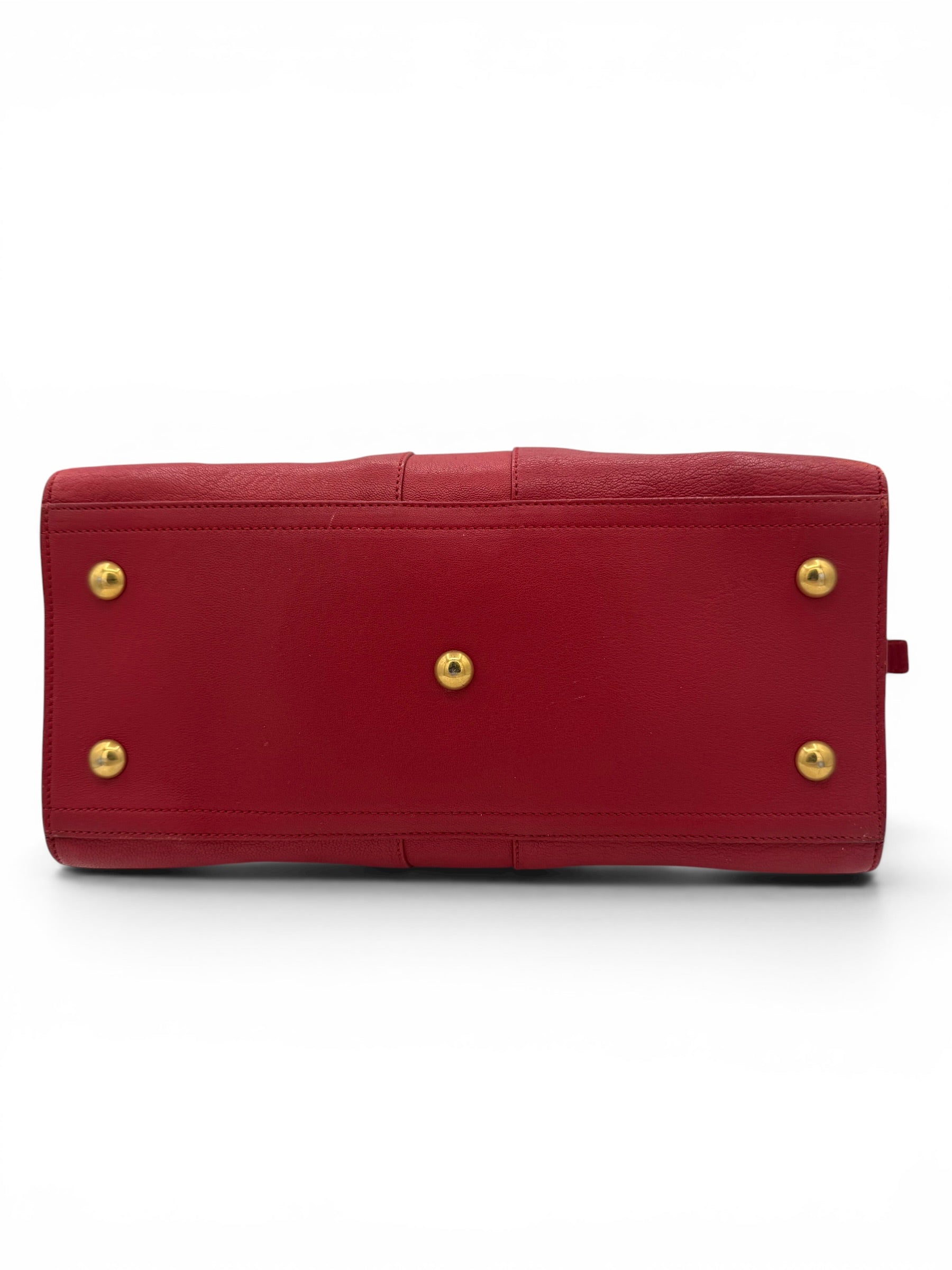Saint Laurent Cabas ChYc Red Leather Tote w/ Gold Hardware & COA
