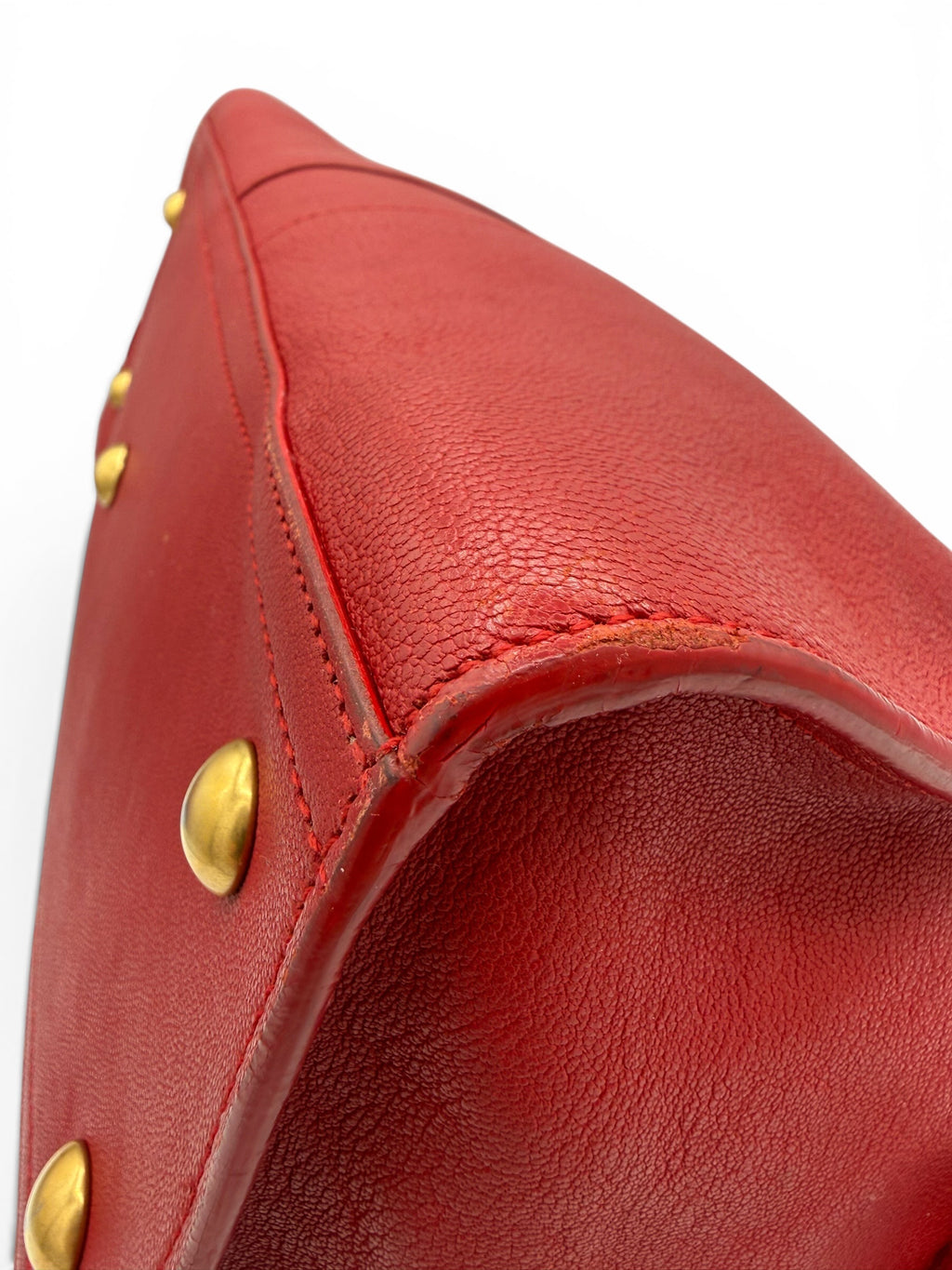 Saint Laurent Cabas ChYc Red Leather Tote w/ Gold Hardware & COA