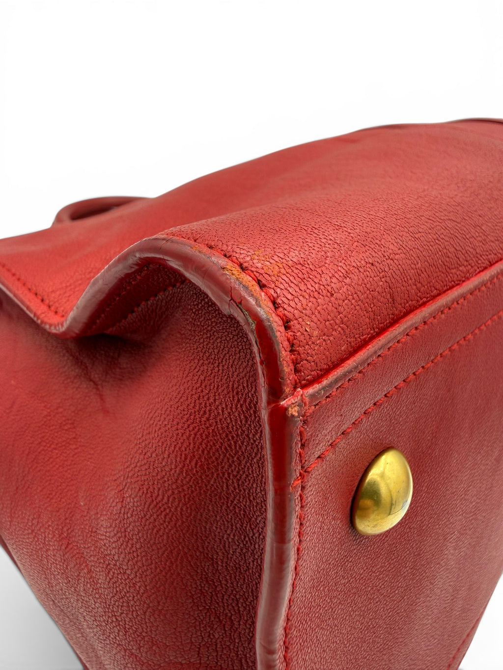 Saint Laurent Cabas ChYc Red Leather Tote w/ Gold Hardware & COA