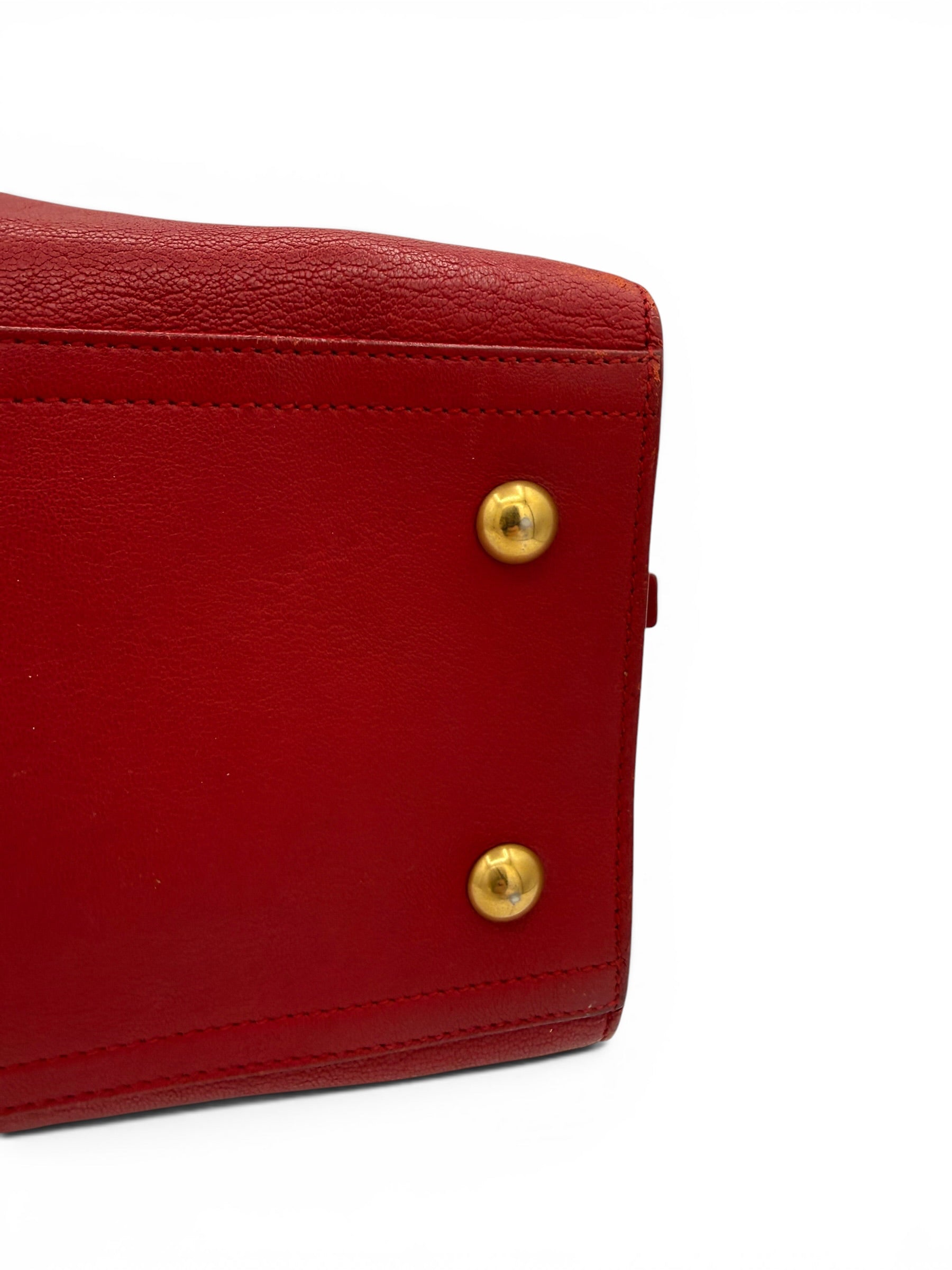 Saint Laurent Cabas ChYc Red Leather Tote w/ Gold Hardware & COA