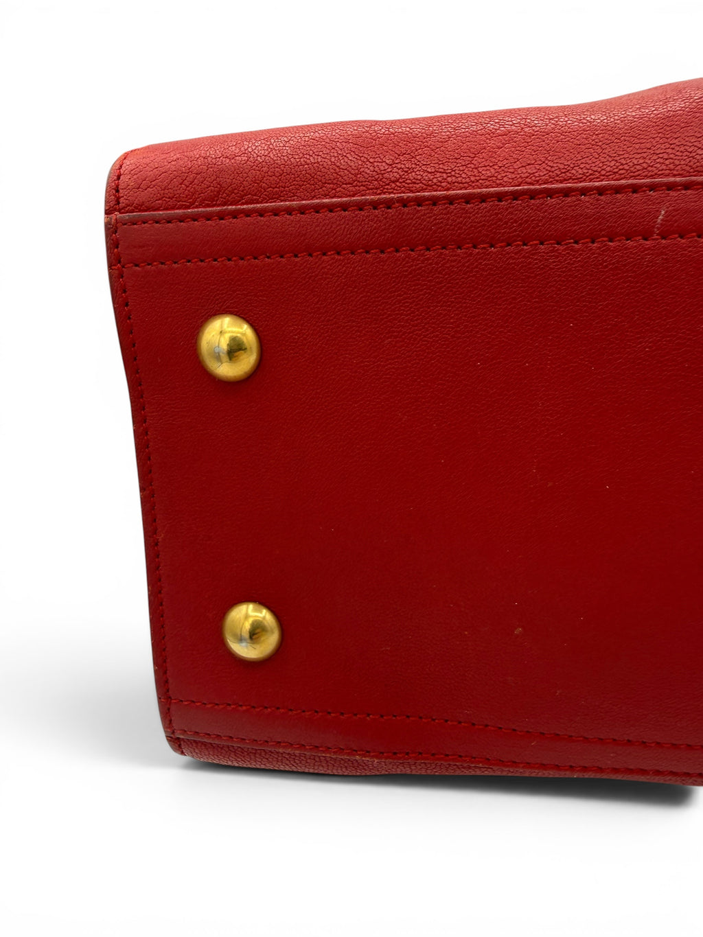 Saint Laurent Cabas ChYc Red Leather Tote w/ Gold Hardware & COA