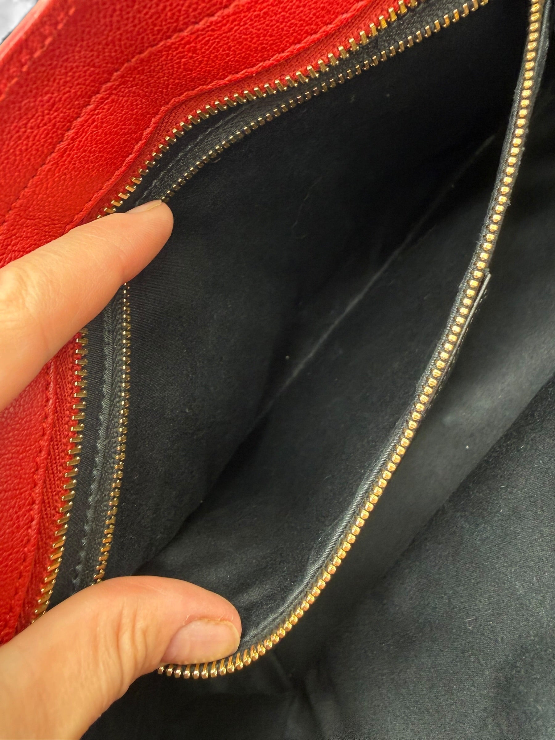 Saint Laurent Cabas ChYc Red Leather Tote w/ Gold Hardware & COA