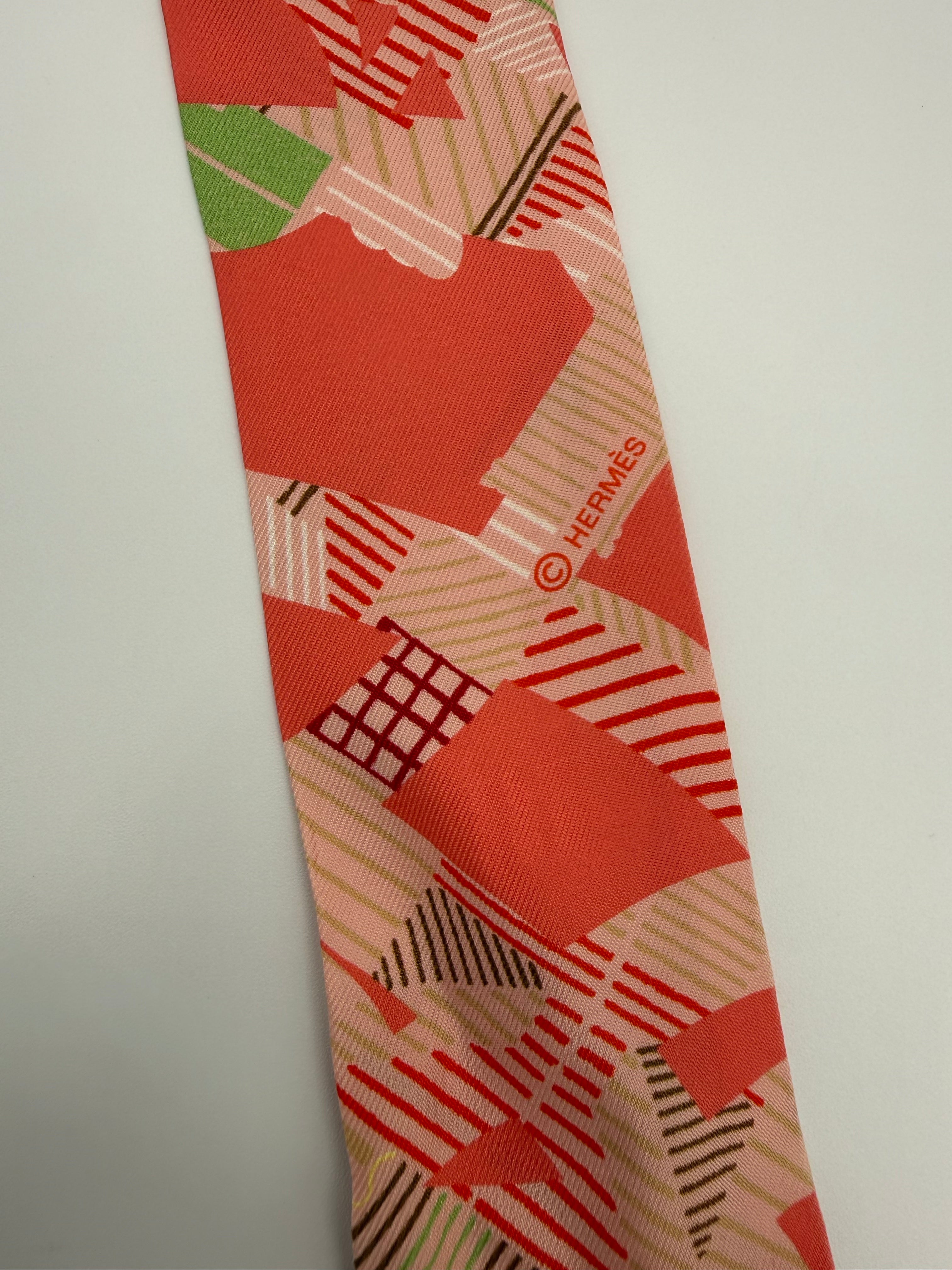 Hermès Calicadour Twilly Scarf Light Orange Pink