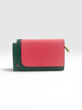 Hermès Camail Epsom Leather Bi-fold Long Wallet Pink & Green Color-block