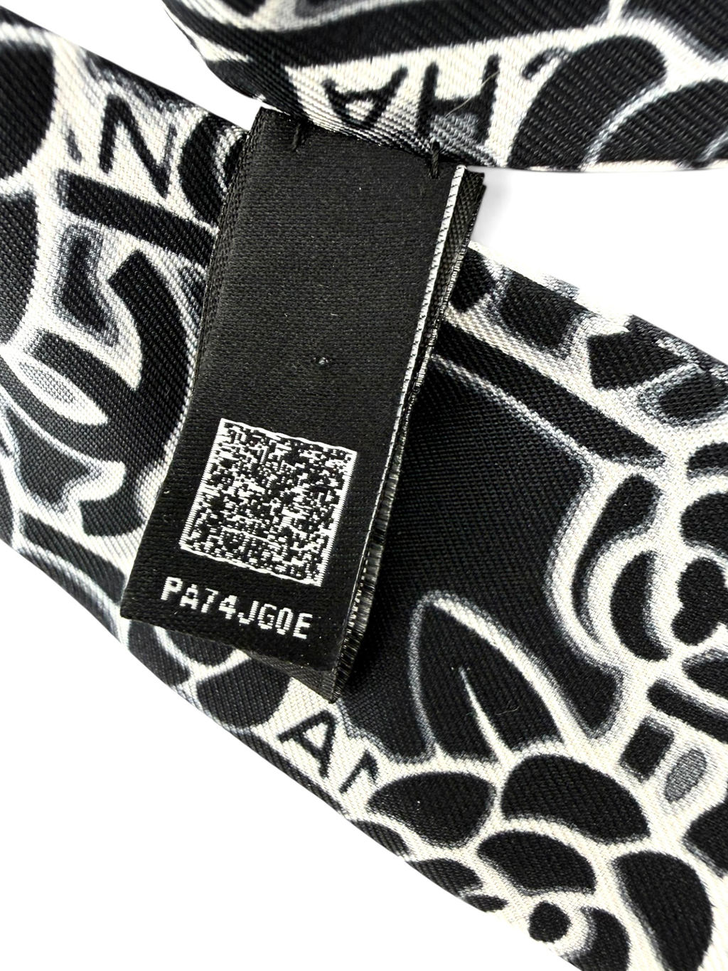 Chanel Black & White Camellia CC Silk Slim Bandeau Scarf