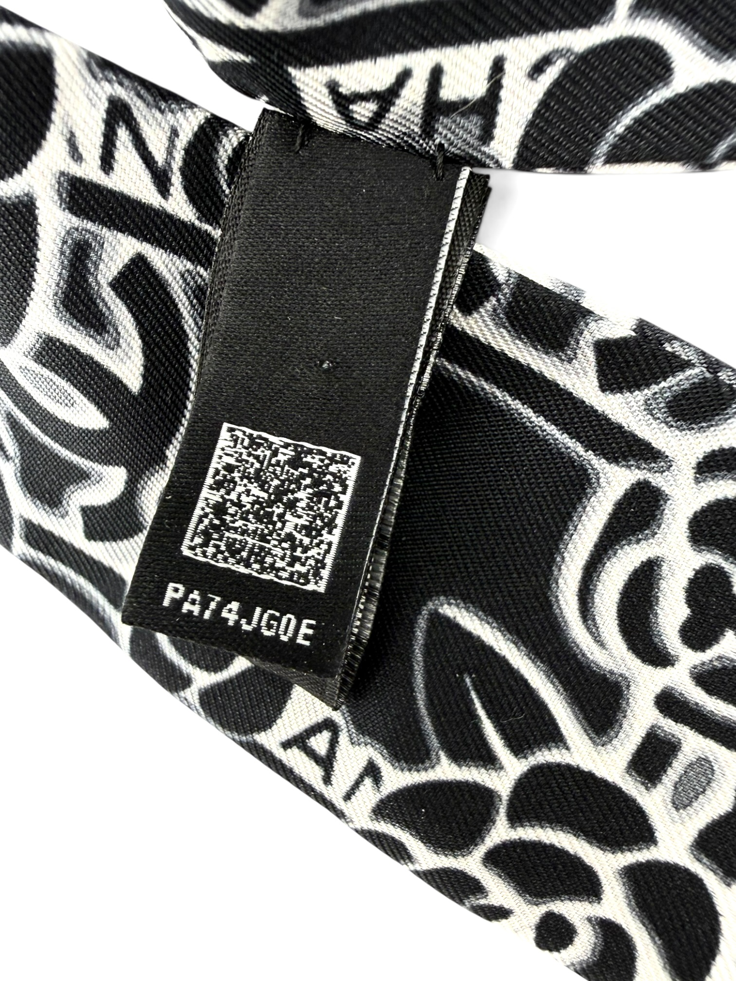 Chanel Black & White Camellia CC Silk Slim Bandeau Scarf