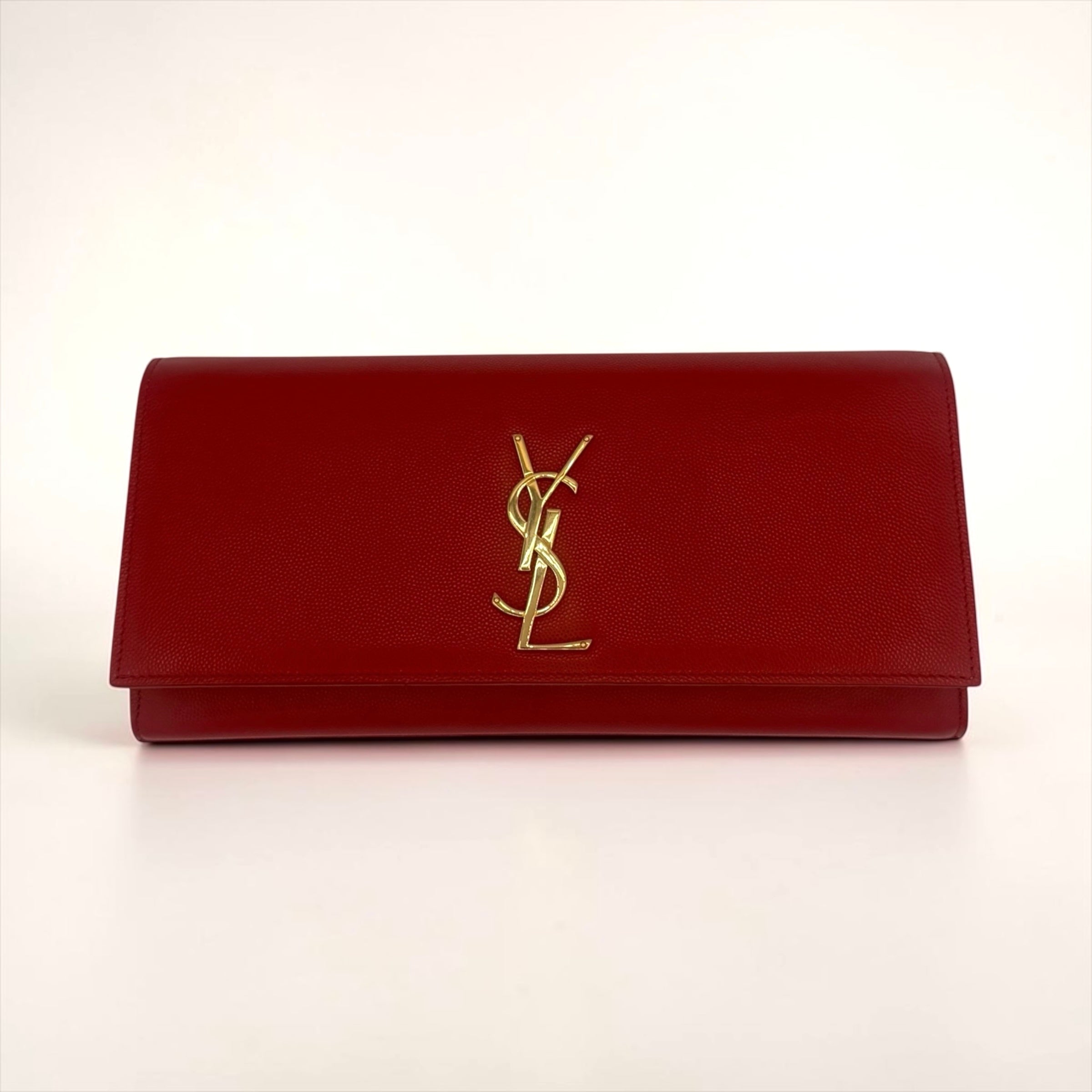 Yves Saint Laurent Classic Monogram Cassandre Red Leather Clutch