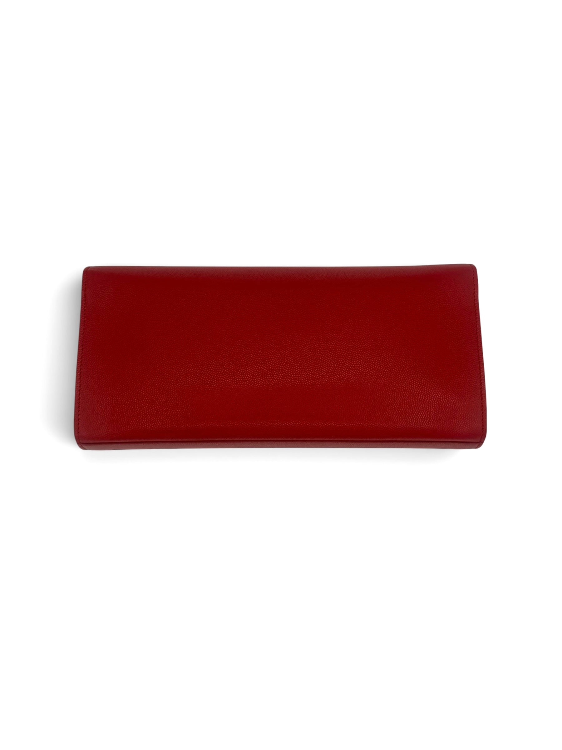 Yves Saint Laurent Classic Monogram Cassandre Red Leather Clutch