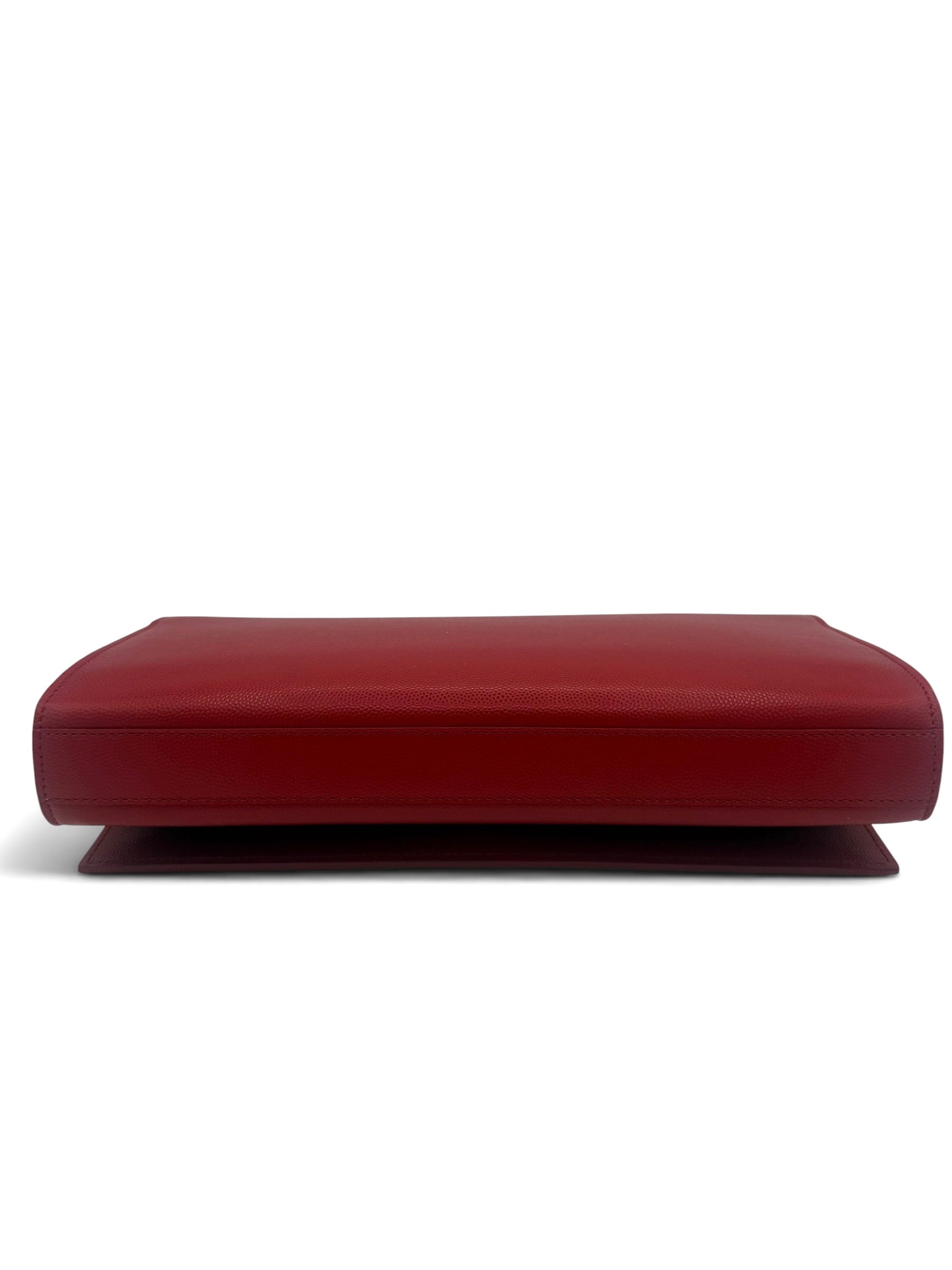 Yves Saint Laurent Classic Monogram Cassandre Red Leather Clutch